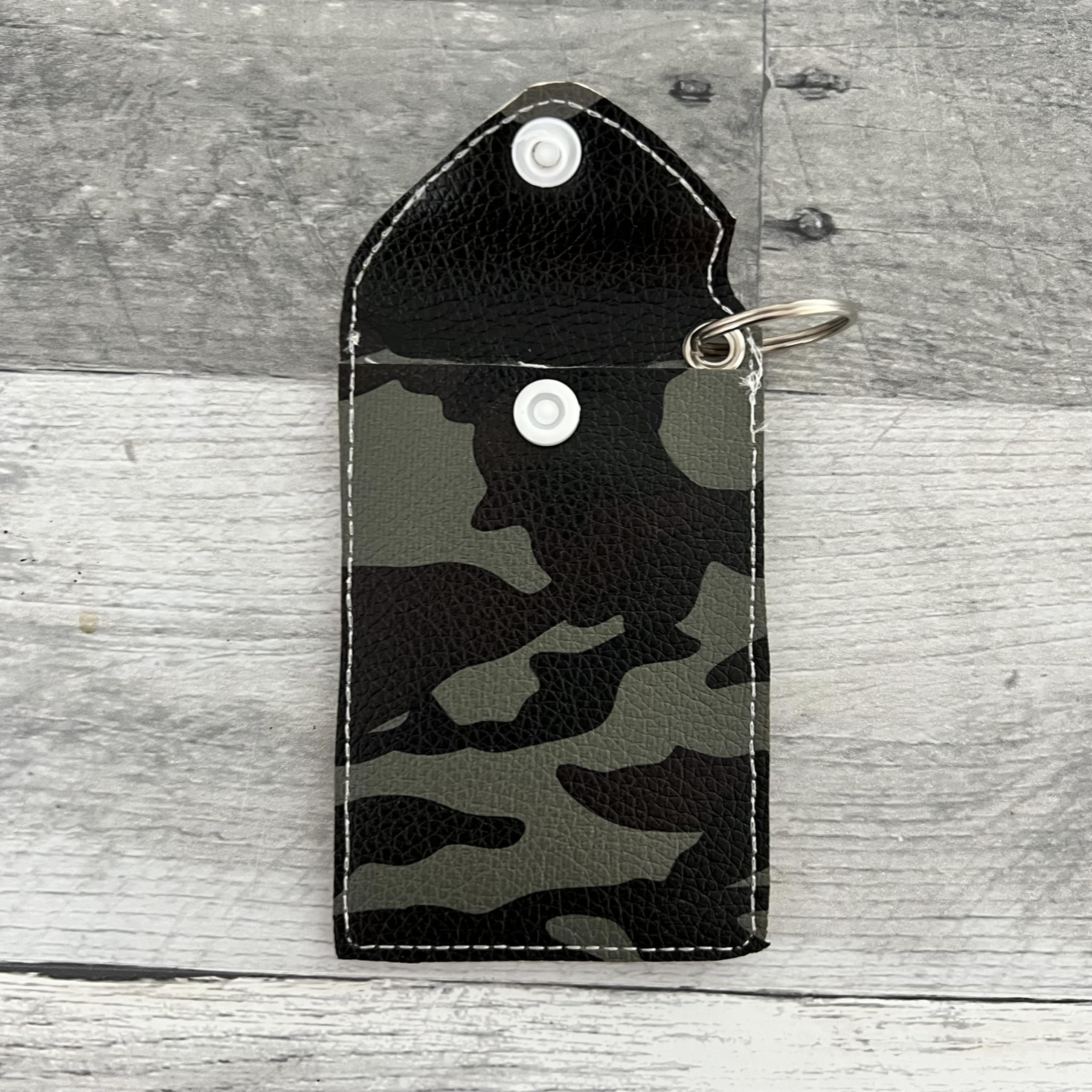 Premium Faux Leather Business Card Holder with Keychain - RFID Blocking Credit Card & ID Organizer - Camo Design by Made By R And R - Perfect for Office, Travel, and Everyday Use