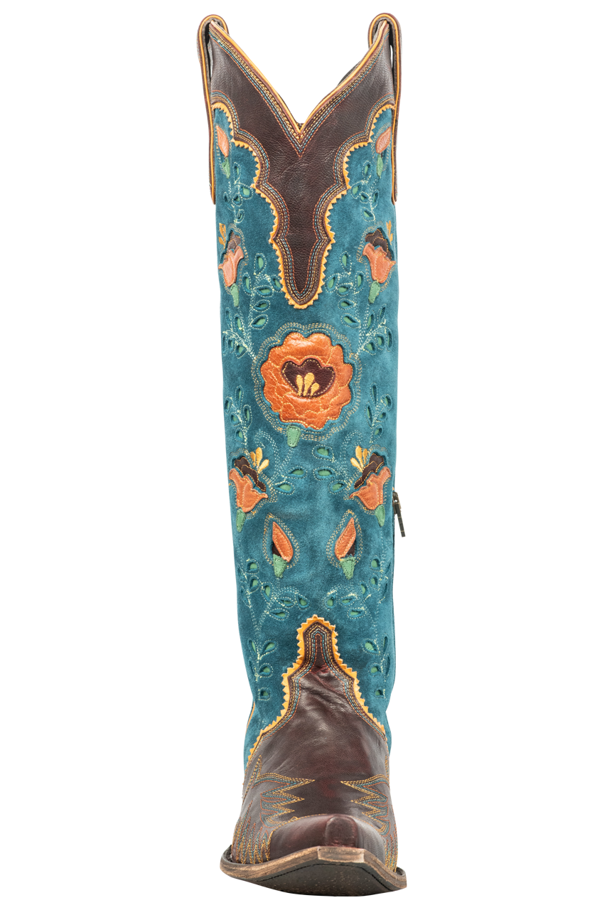 Double D Ranch by Old Gringo Tenderfoot Tilly Cowgirl Boots in Teal - Stylish Western Boots for Women, Country Dancing & Rodeo Events