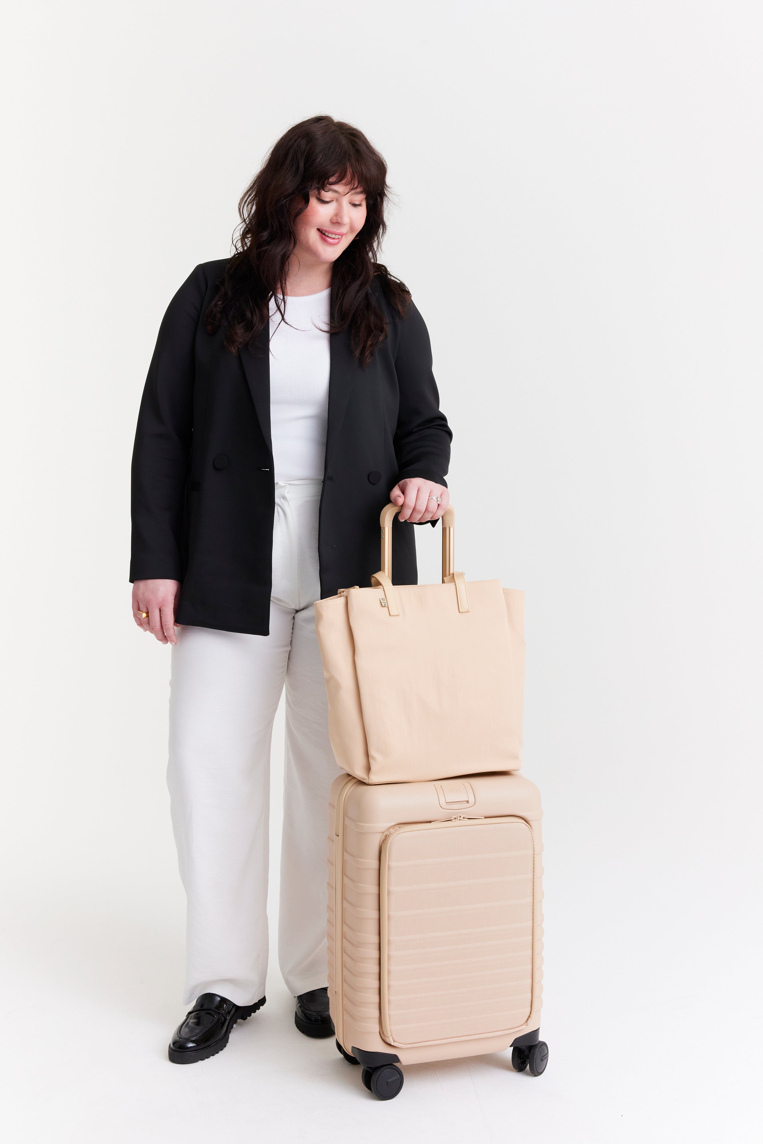 Stylish Beige Commuter Tote Bag for Women - Large Work Tote with Laptop Pocket - Perfect for Office, Travel & Everyday Use
