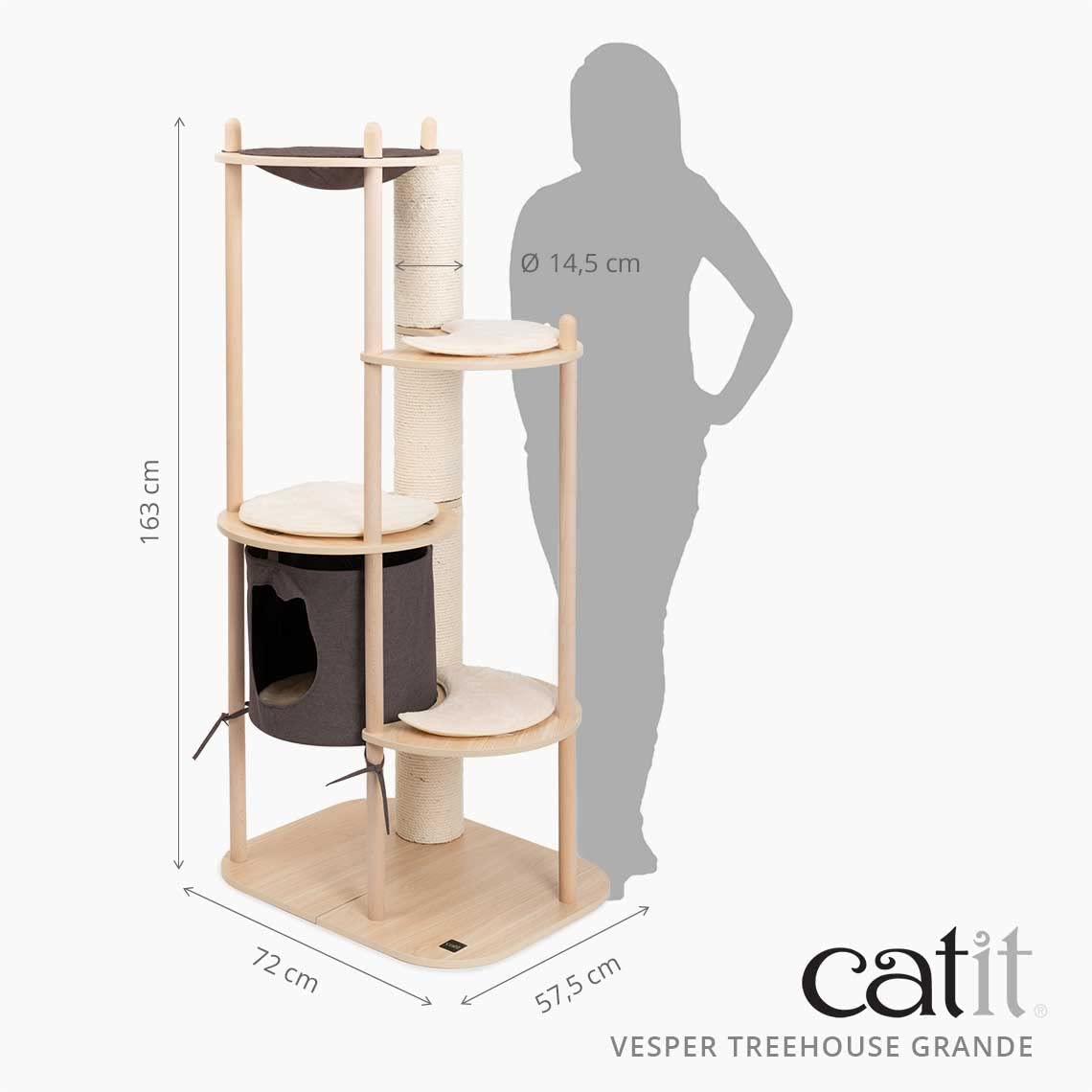 Catit Vesper Treehouse - Large Cat Tree Furniture for Indoor Cats with Scratching Posts & Perches - Perfect for Play, Rest & Climbing in Home or Apartment