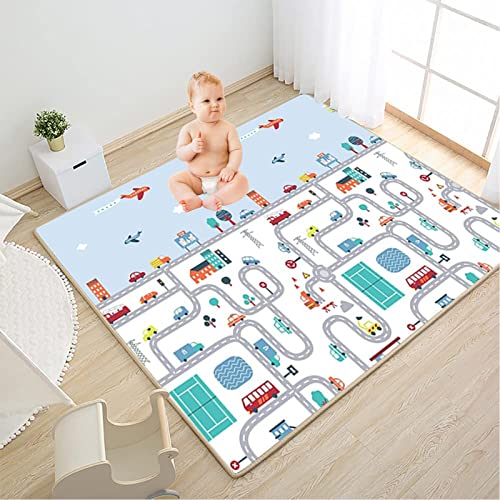 Extra Large Waterproof Baby Play Mat - Non-Toxic Crawling Puzzle Floor Tiles with Safety Edges for Infants & Toddlers | Expandable Play Area for Nursery, Daycare & Home (Blue) - Perfect for Learning, Playtime & Safe Exploration