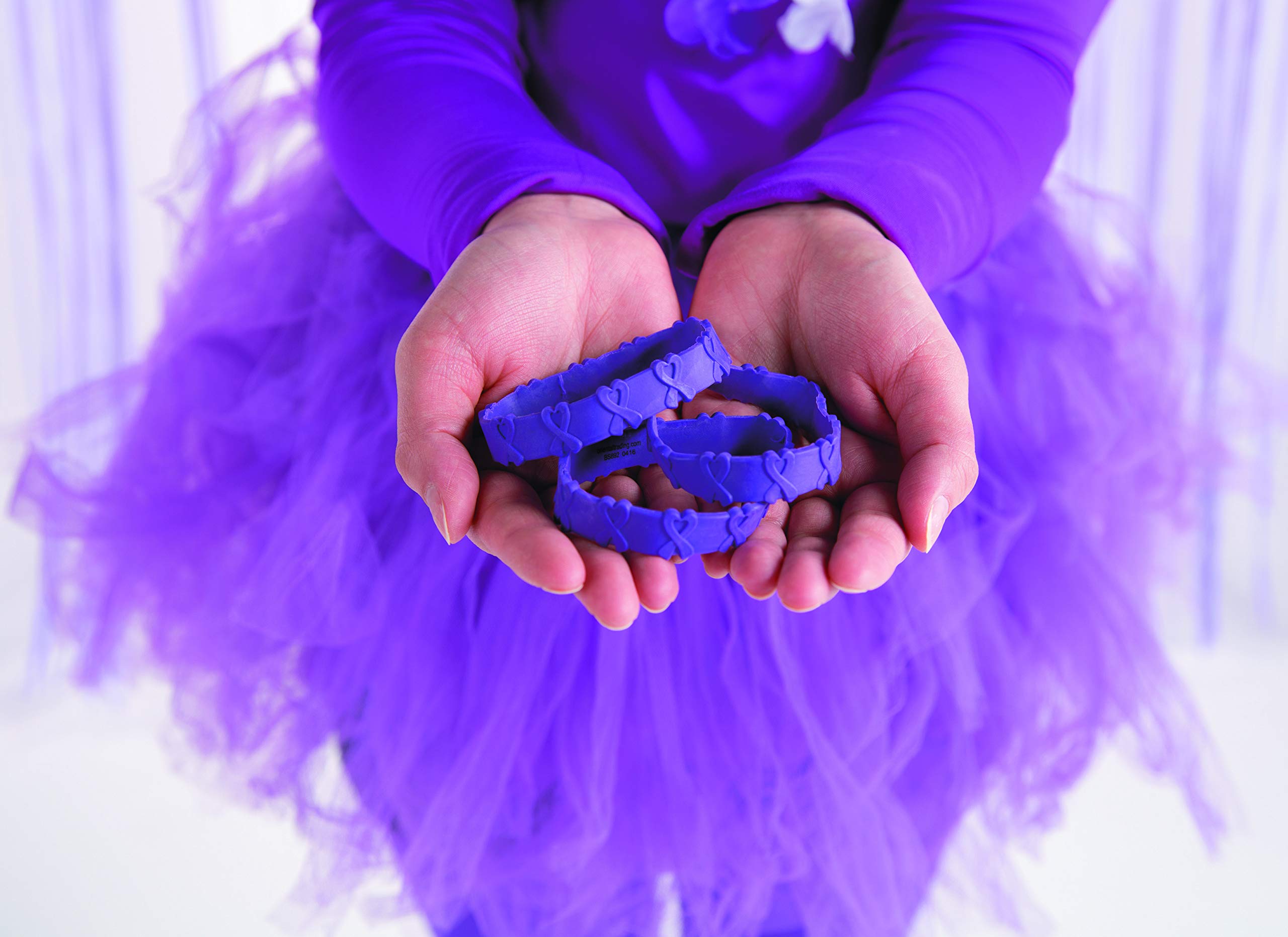 24 Pack Purple Awareness Pop-Out Bracelets for Fundraising, Events & Support - Stretchable Rubber Wristbands for Charity, Schools & Team Spirit