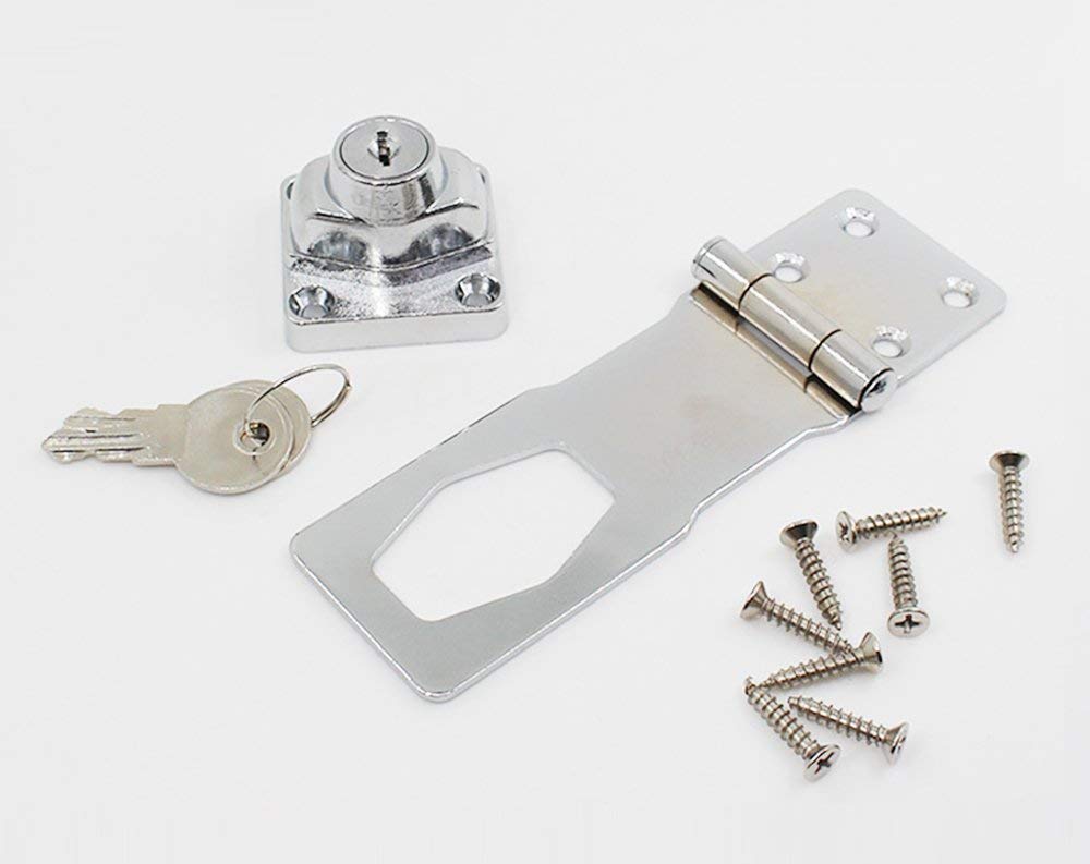 Stainless Steel Chrome Plated Keyed Hasp Lock with Twist Knob - Secure Cabinet Door Lock with Screws Included | Ideal for Storage Boxes, Tool Chests & Outdoor Sheds