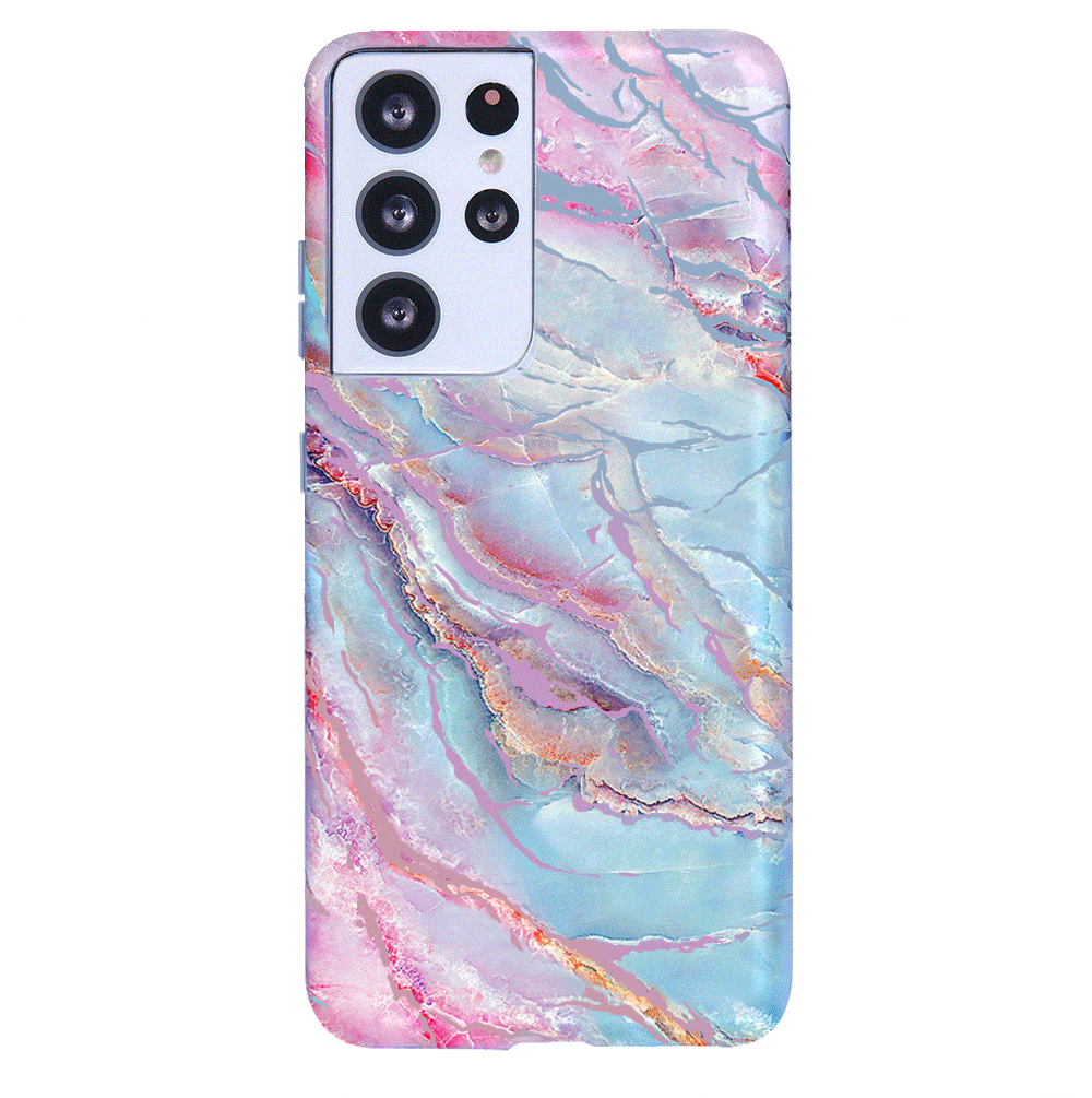 Holo Moonstone Marble Samsung Galaxy Phone Case - Protective Cover for Galaxy S21/S22/S23 Series - Stylish Glitter Design for Everyday Use & Special Occasions
