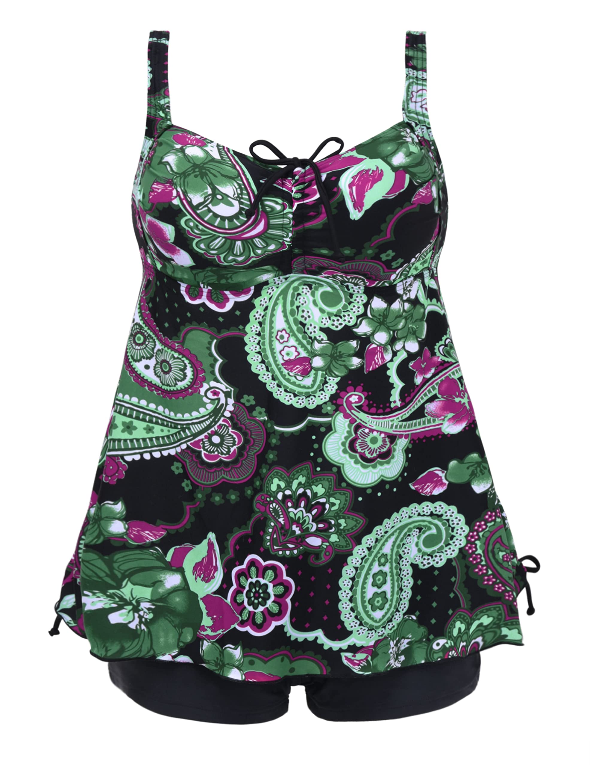 Septangle Plus Size Paisley Print Tankini Swimsuit for Women - Beach & Pool Wear
