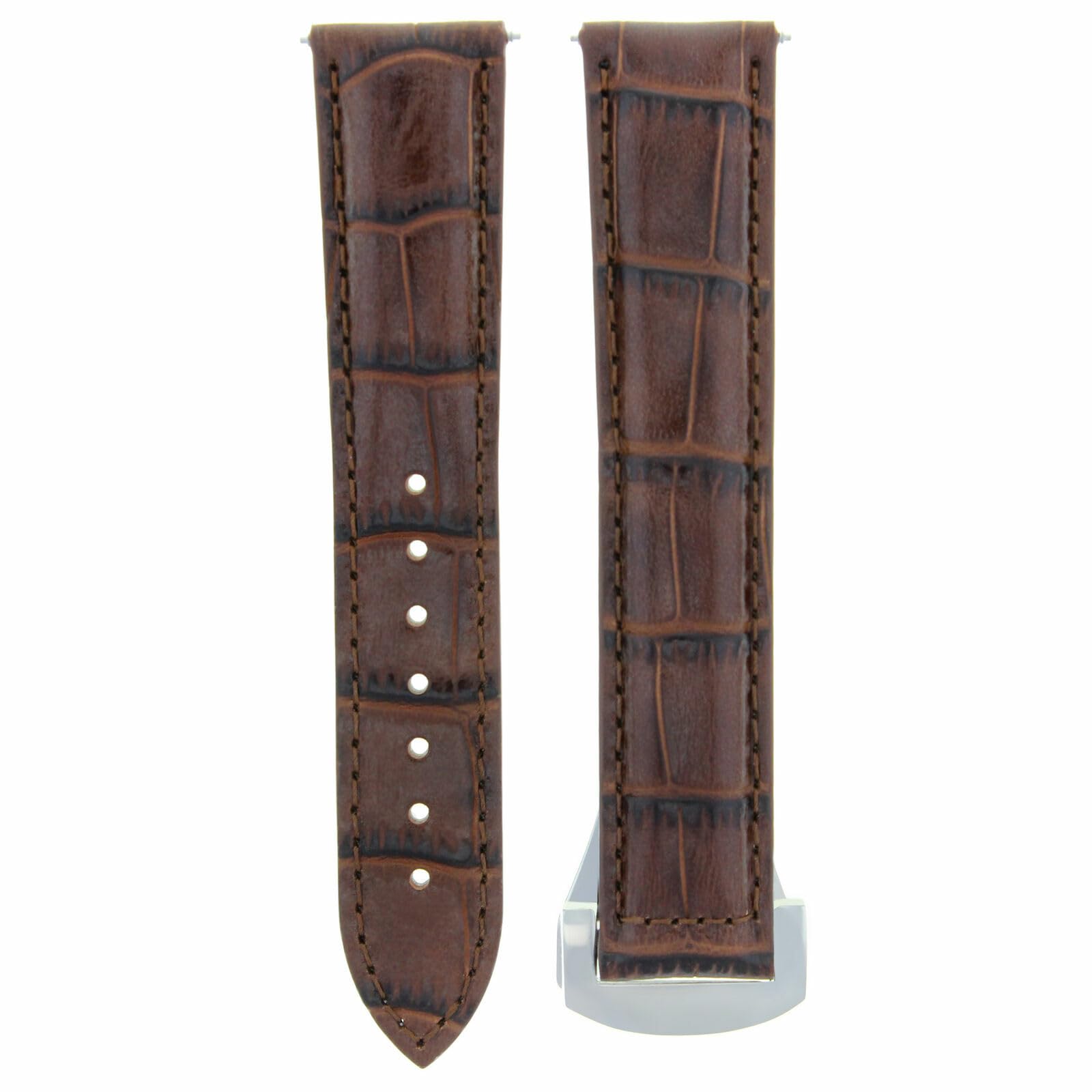 22mm & 18mm Genuine Leather Watch Band with Deployment Clasp - Compatible with Omega Seamaster - Light Brown Replacement Strap for Men's Luxury Watches | Perfect for Business, Casual & Formal Occasions
