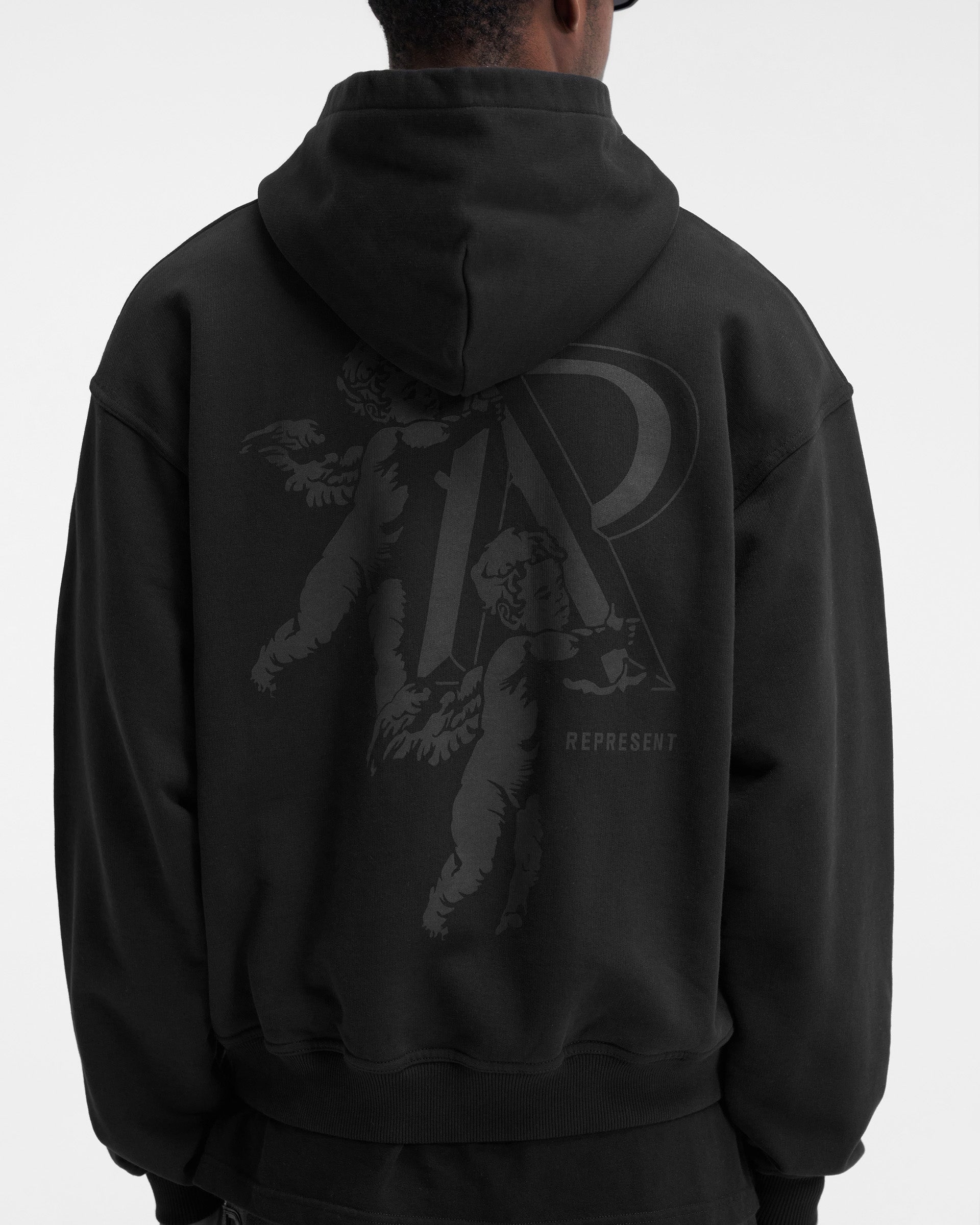 Cherub Initial Zip Hoodie for Women & Men - Soft Fleece Pullover with Custom Monogram - Black - Perfect for Casual Wear, Gym & Outdoor Activities