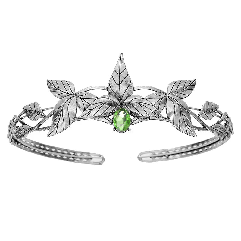 Enchanted Forest Elven Leaf Diadem Headpiece - Fantasy Cosplay Crown for Renaissance Faires, LARP & Themed Weddings
