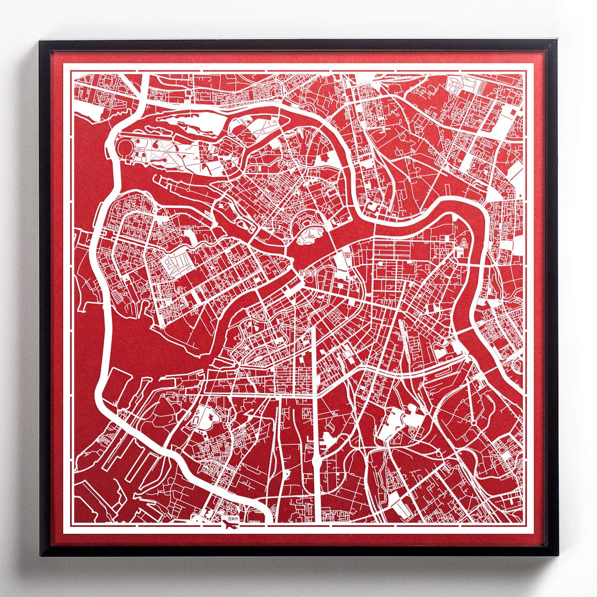 Saint Petersburg Russia Paper Cut Map - White 12x12 Inches Handmade Paper Art Wall Decor for Home, Office & Gift Giving