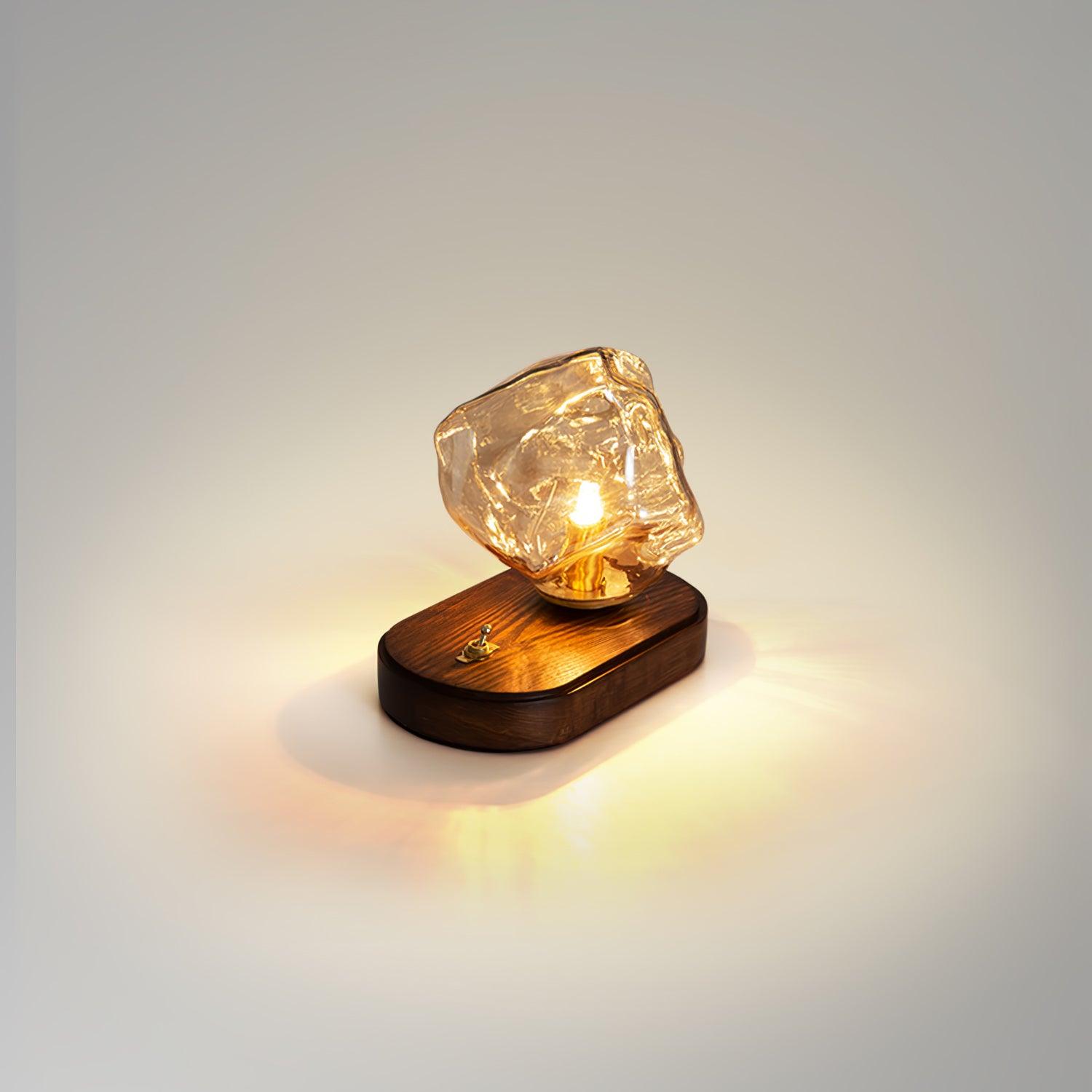 Modern Ice Stone Glass Table Lamp - Elegant Bedside & Living Room Lighting for Home Decor