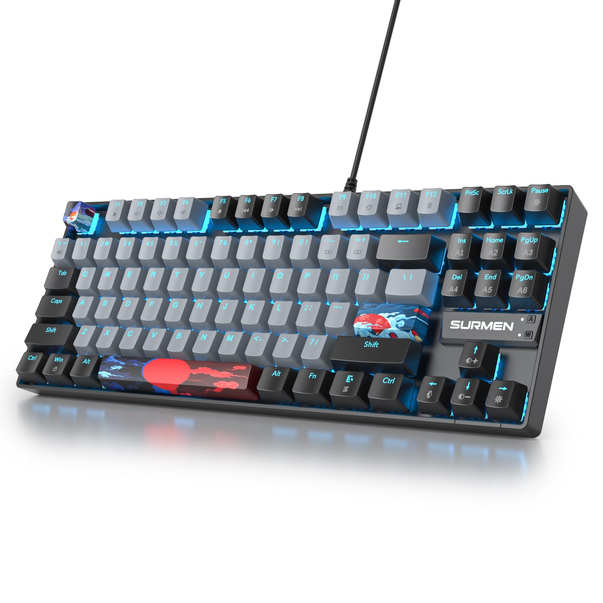 75% Mechanical Gaming Keyboard with Red Switch, RGB Backlit - Compact 87 Keys for PC & Console Gaming