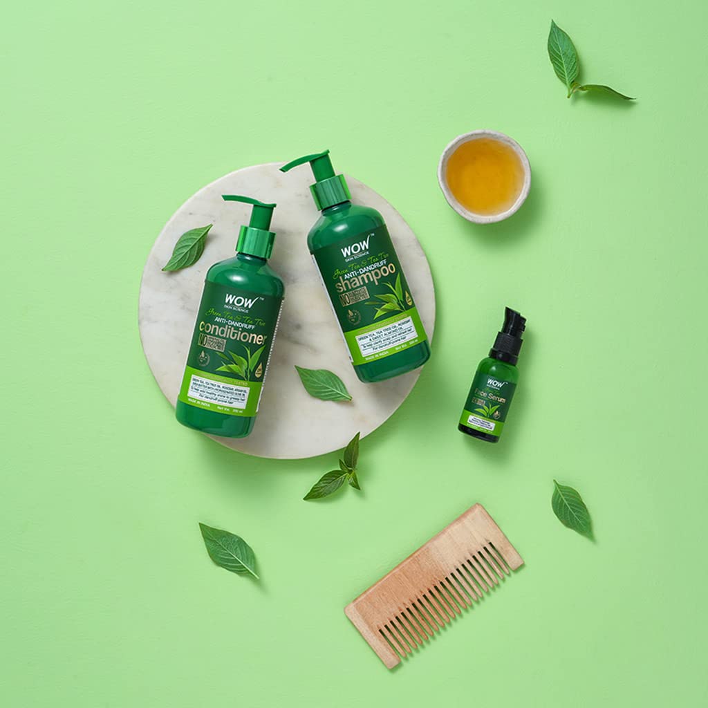 WOW Skin Science Green Tea Restoring Gift Kit for Men & Women - Premium Luxury Skin & Hair Care Set with Shampoo, Conditioner & Face Serum (3-Piece Combo) | Perfect for Diwali Gifts, Spa Days & Self-Care Routines