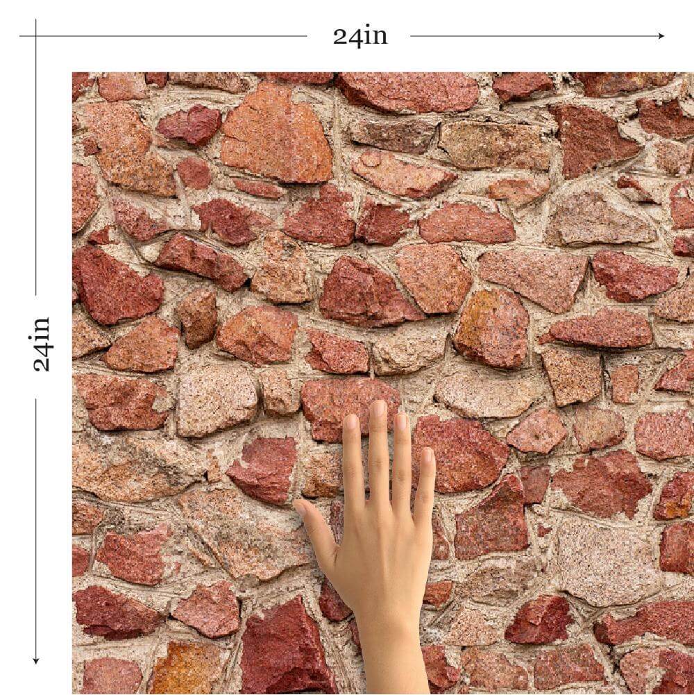 Red and Orange Brick Texture Peel and Stick Removable Wallpaper 6660 - Self-Adhesive Decorative Wall Covering for Bedroom, Living Room, Office & Home Decor