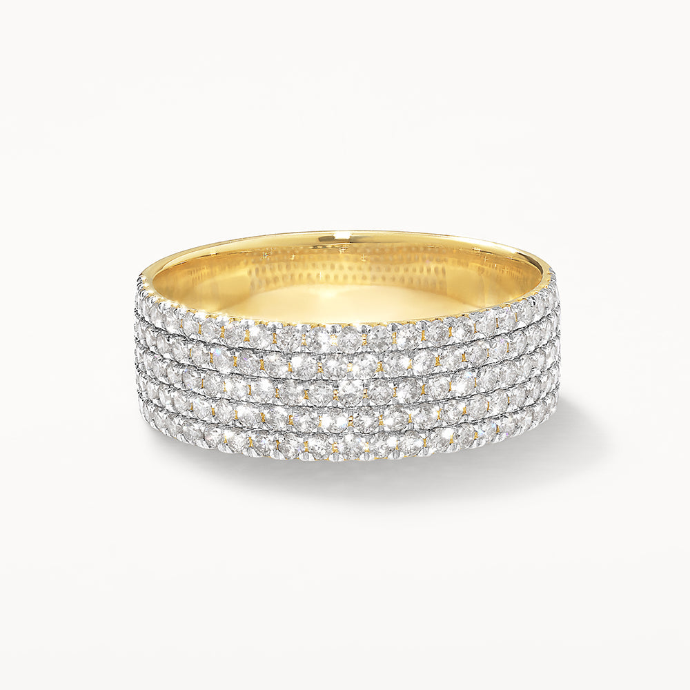 10K Gold Diamond Pave Boyfriend Ring - Elegant Stackable Band for Women, Perfect for Anniversary, Engagement, and Everyday Wear