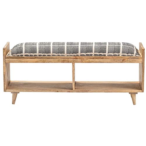 Crestview Collection Evolution Wood Storage Bench - Black & Brown - Entryway, Bedroom, Living Room Organizer & Seating Solution
