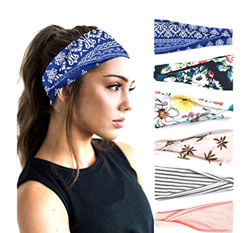 Stylish Printed Hair Bands Set for Women - 6 Pack Fashion Hair Accessories for Ponytail, Bun & Everyday Use - Perfect for Workout, Office & Casual Wear