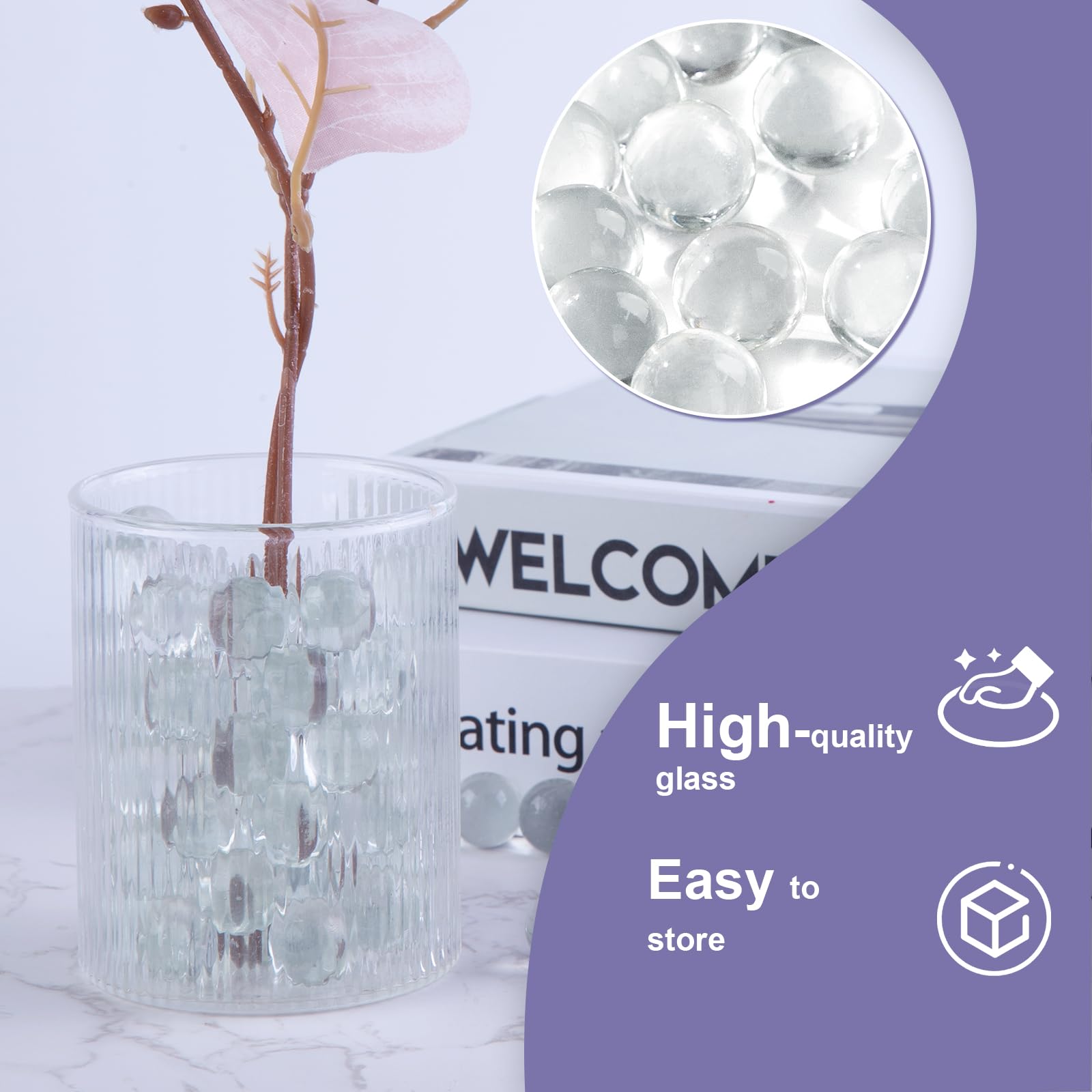 FUTUREPLUSX 5LB Bulk Clear Glass Marbles - 0.63 Inch Diameter for Vase Fillers, Home Decor, DIY Crafts & Sensory Play | Perfect for Wedding Centerpieces, Fish Tanks, and Kids Educational Activities