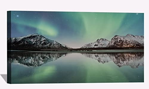 Lake Reflection Aurora Mountains