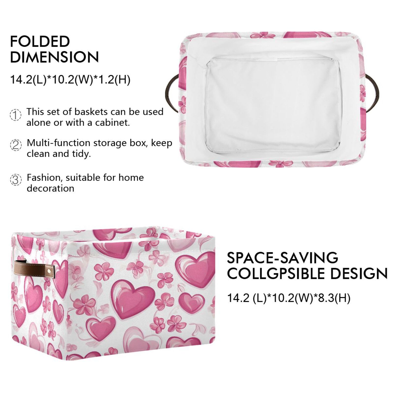 Floral Storage Bins for Shelves - Foldable Double Handle Storage Baskets with Metal Frame, Rectangular Closet Organizer Containers for Bedroom & Home Organization | Perfect for Clothes, Toys, and Blanket Storage