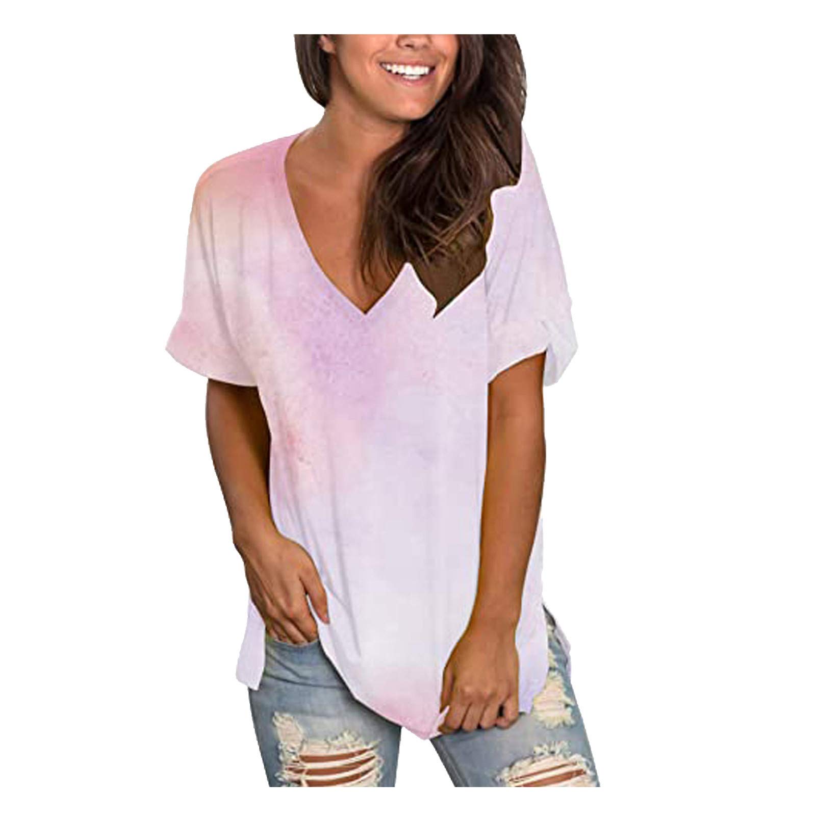 Trendy Plus Size Women's Short Sleeve Printed V-Neck T-Shirt - Casual Blouse for Everyday Wear | Perfect for Work, Weekend Outings & Summer Fashion