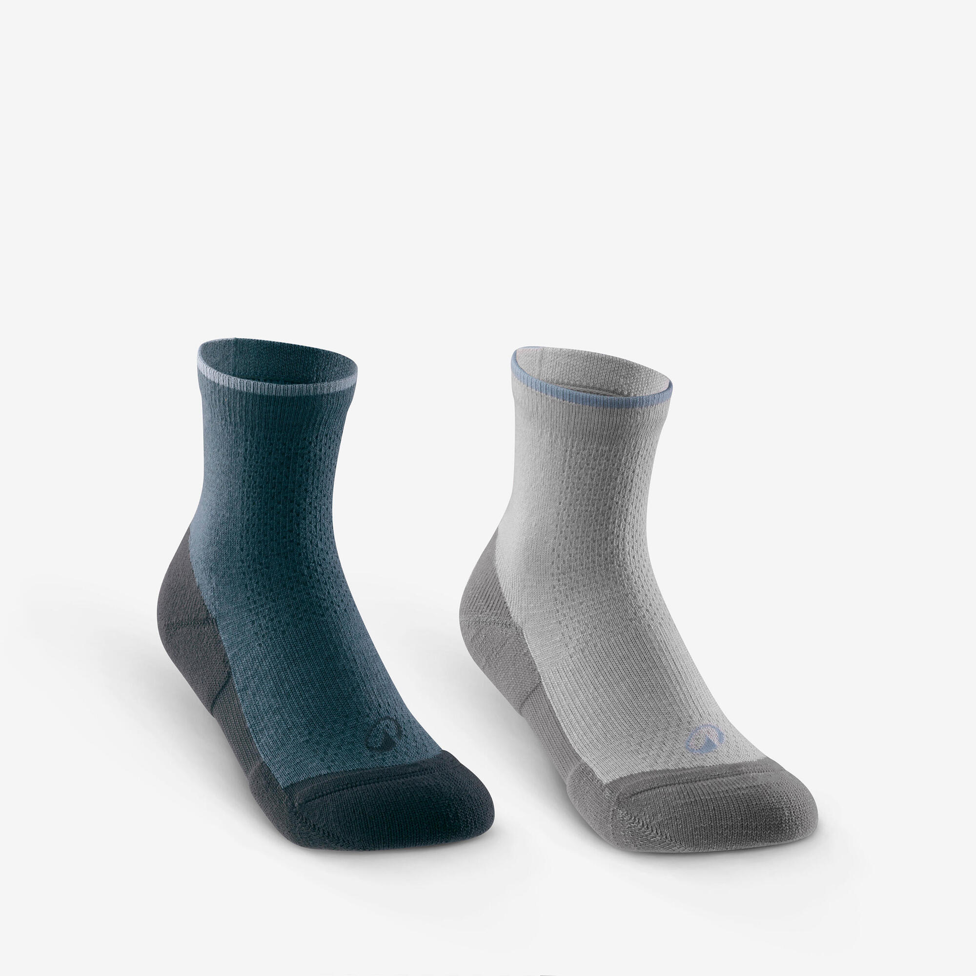 Quechua Kids' Hike 100 Hiking Socks 2 Pack - Breathable & Cushioned for Outdoor Adventures - Perfect for Hiking, Camping & Family Outdoor Activities