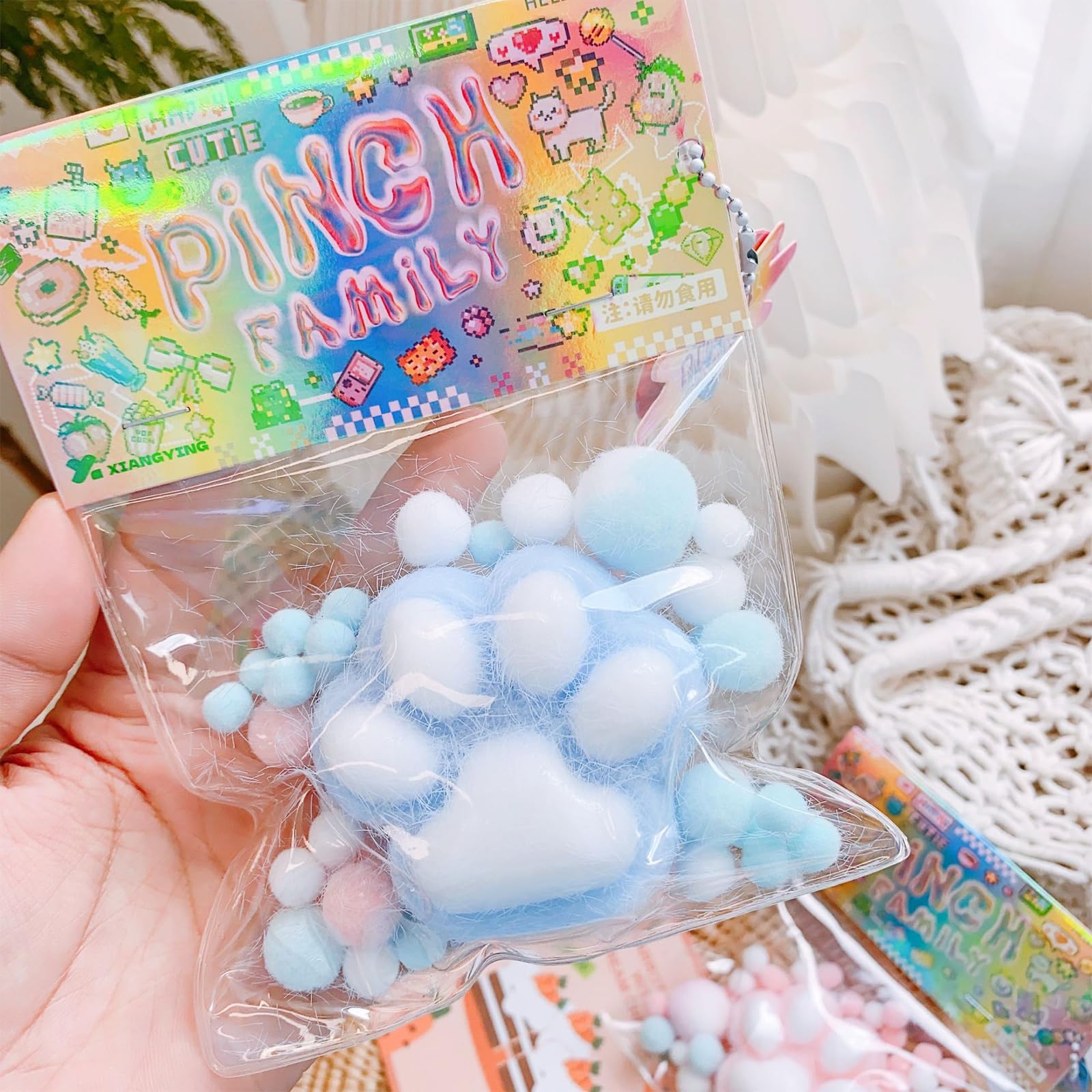 Squishy Cat Paw Stress Relief Toy - Soft PVC Sensory Fidget Toy for Kids & Teens - Kawaii Squishies with OPP Packaging - Perfect for Anxiety Relief, Classroom Focus & Home Relaxation (Blue)