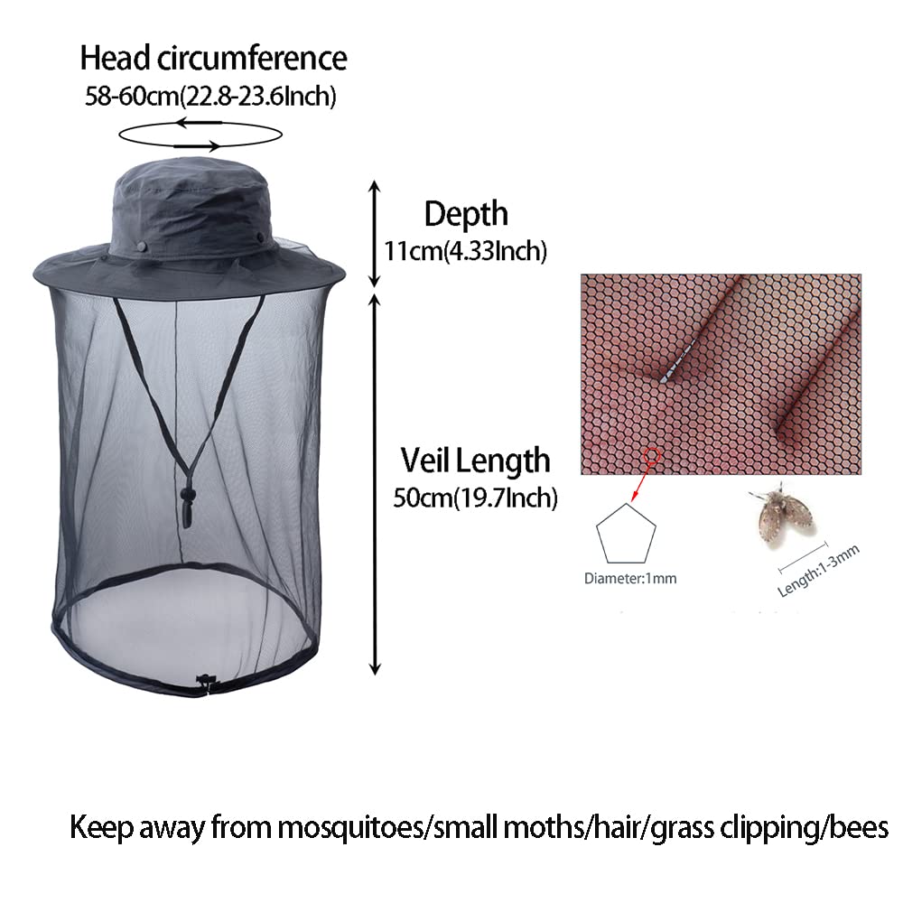 Fishing & Weed Eating Hat with Sun Protection & Mosquito Head Net - Outdoor Mesh Hat with Hidden Net for Fishing, Gardening, and Hiking
