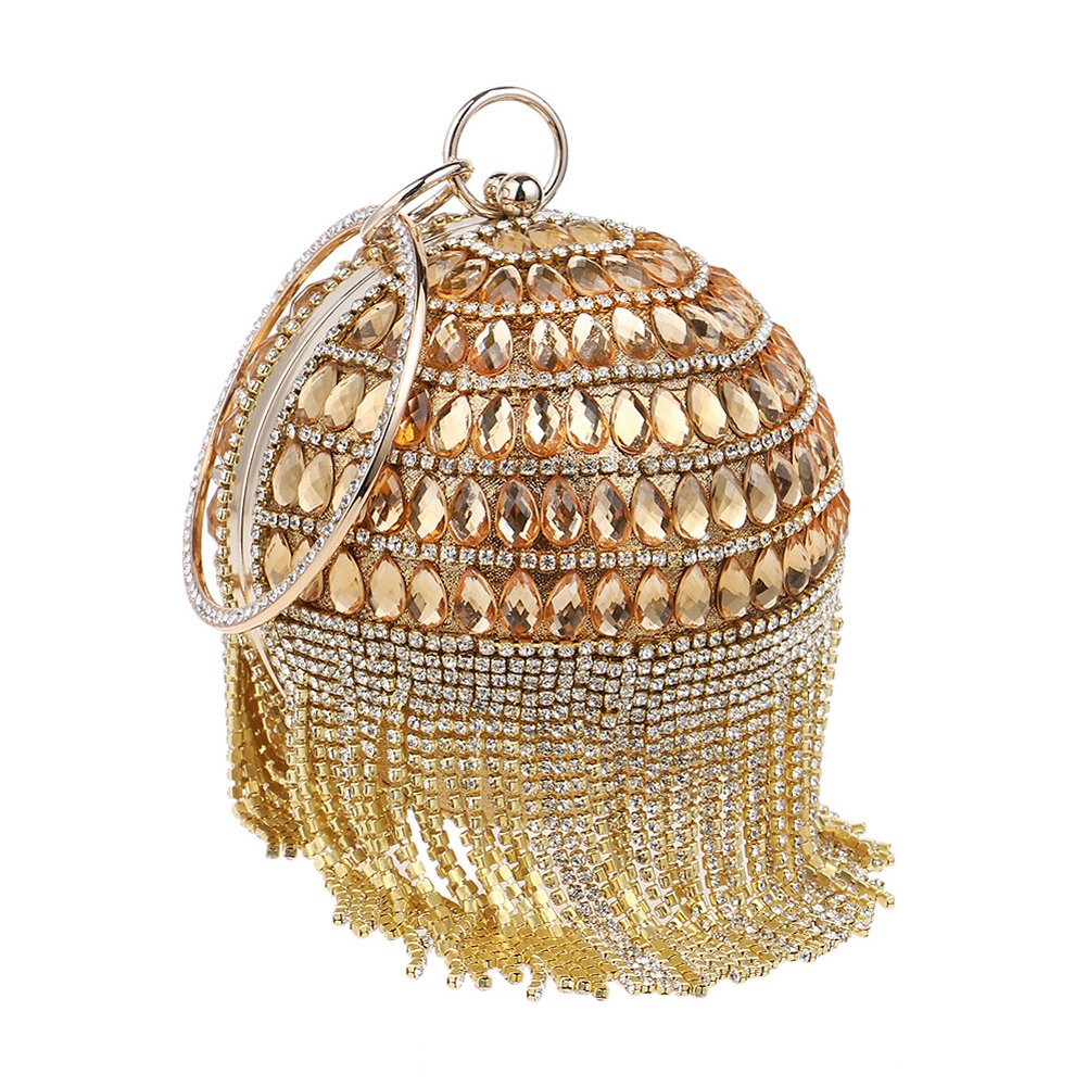 Elegant Rhinestone Tassel Clutch Bag for Women - Ball Shape Evening Purse for Wedding, Party & Special Occasions | Stylish Wallet with Sparkling Rhinestones & Chic Tassel Design