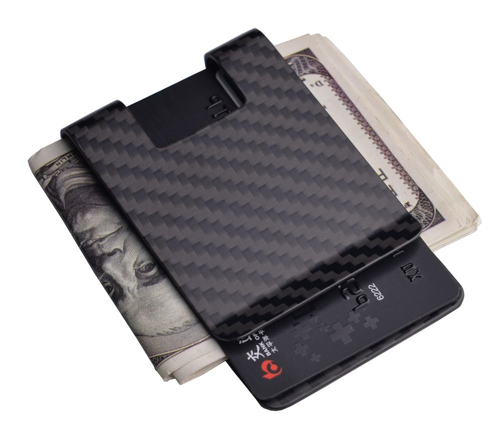 Premium Carbon Fiber Money Clip Wallet with RFID Protection - Slim Business Card & Credit Card Holder for Men (X-Large 3.5