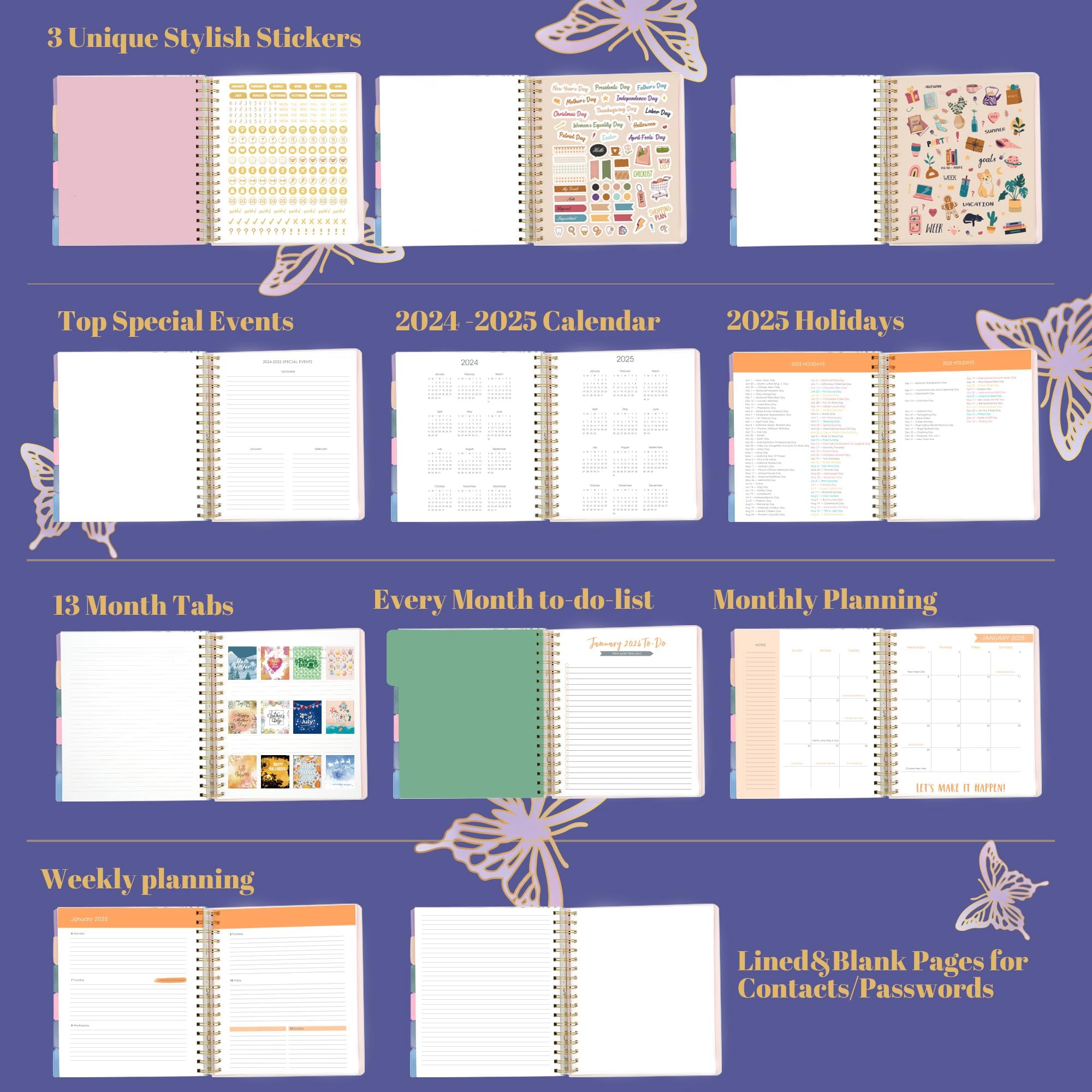 2025 Weekly & Monthly Planner - Spiral Bound Hardcover Calendar (Dec 2024-Dec 2025) | 8.3