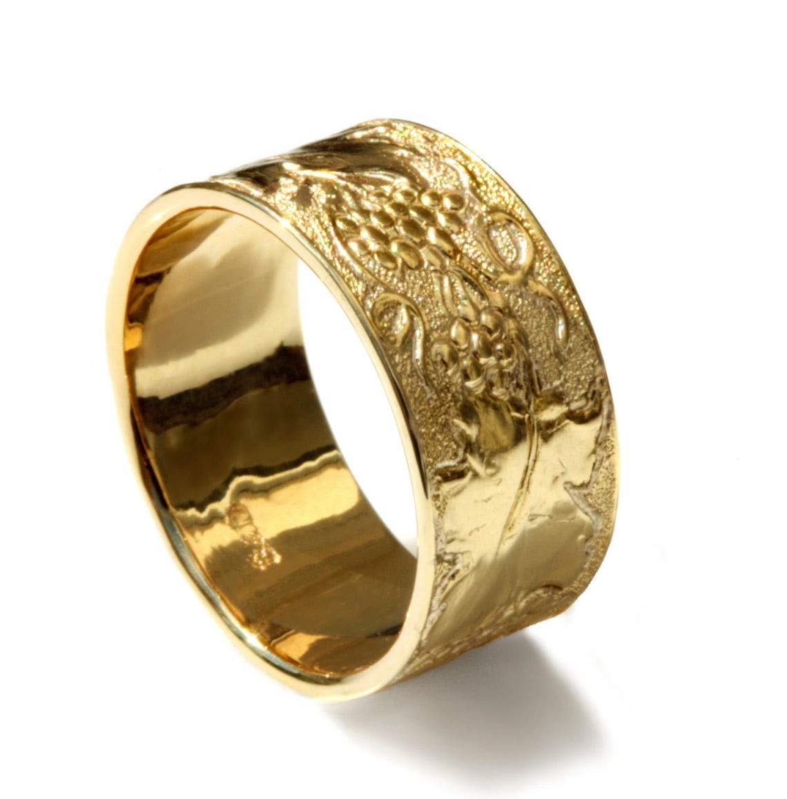 Antique Victorian Style 14K & 18K Solid Gold Engraved Grapevine Ring - Vintage Wide Wedding Band for Men - Perfect for Weddings, Anniversaries & Special Occasions