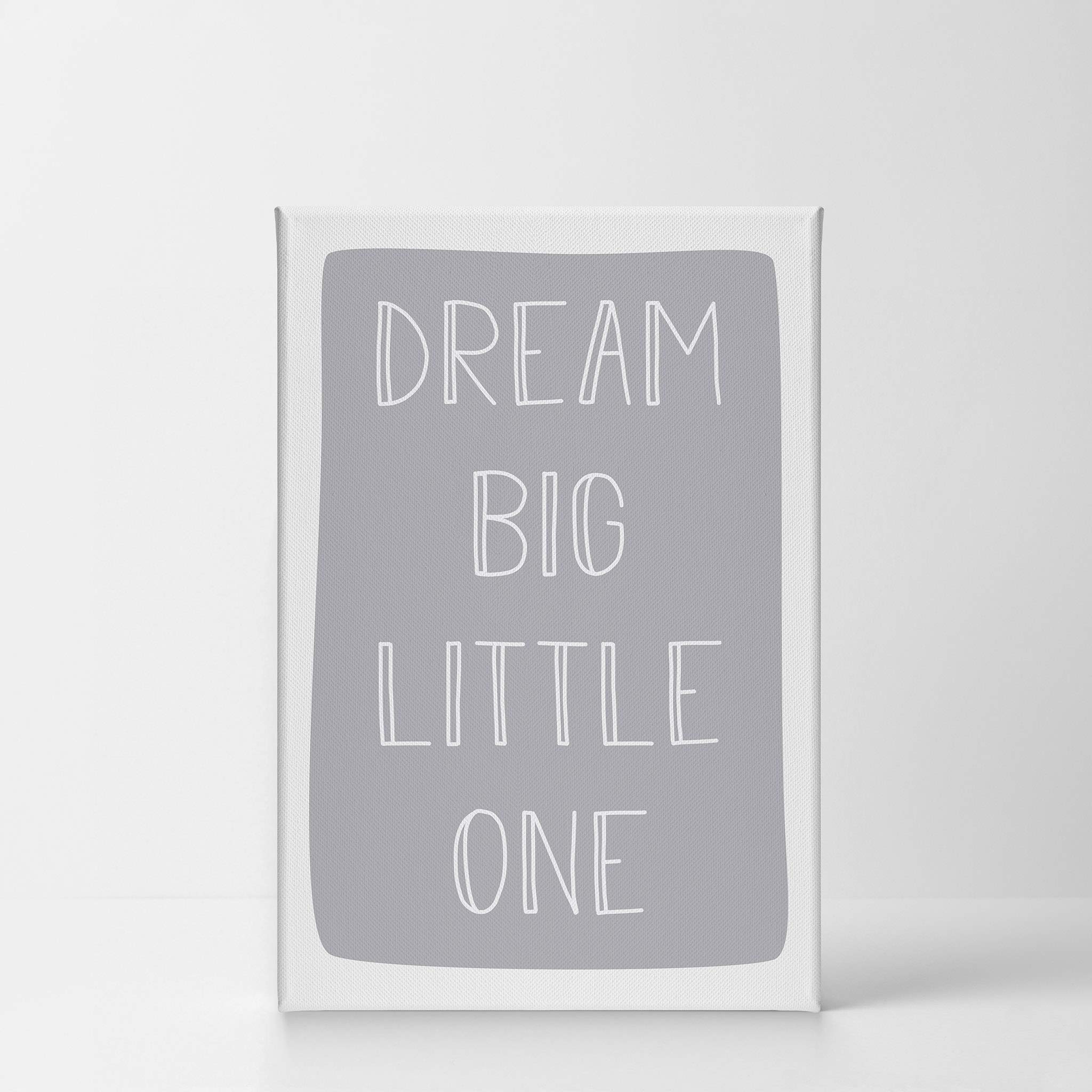 Dream Big Little One Lettering Blue Background Canvas Print - Kids Room Decor, Nursery Wall Art, Baby Room Decor - Ready to Hang 17x11 - Made in USA | Perfect for Nursery, Bedroom & Playroom Decorations
