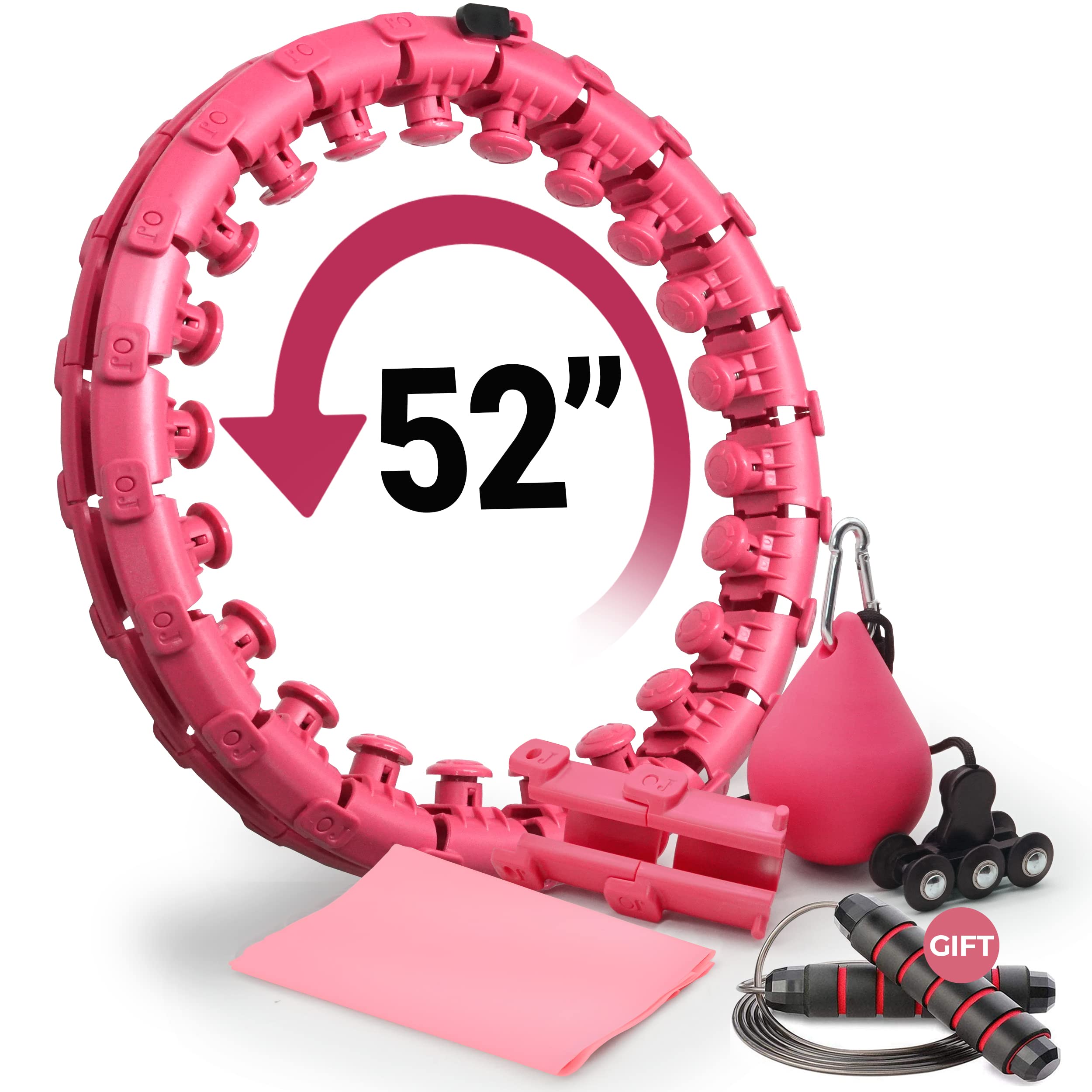 ETOPIYA Smart Weighted Hula Hoop for Adults - Adjustable Fitness Hoop with 24 Detachable Knots & Auto-Spinning Ball, Resistance Band Included - Perfect for Weight Loss, Core Workouts & Home Exercise (Ideal for Plus Size)