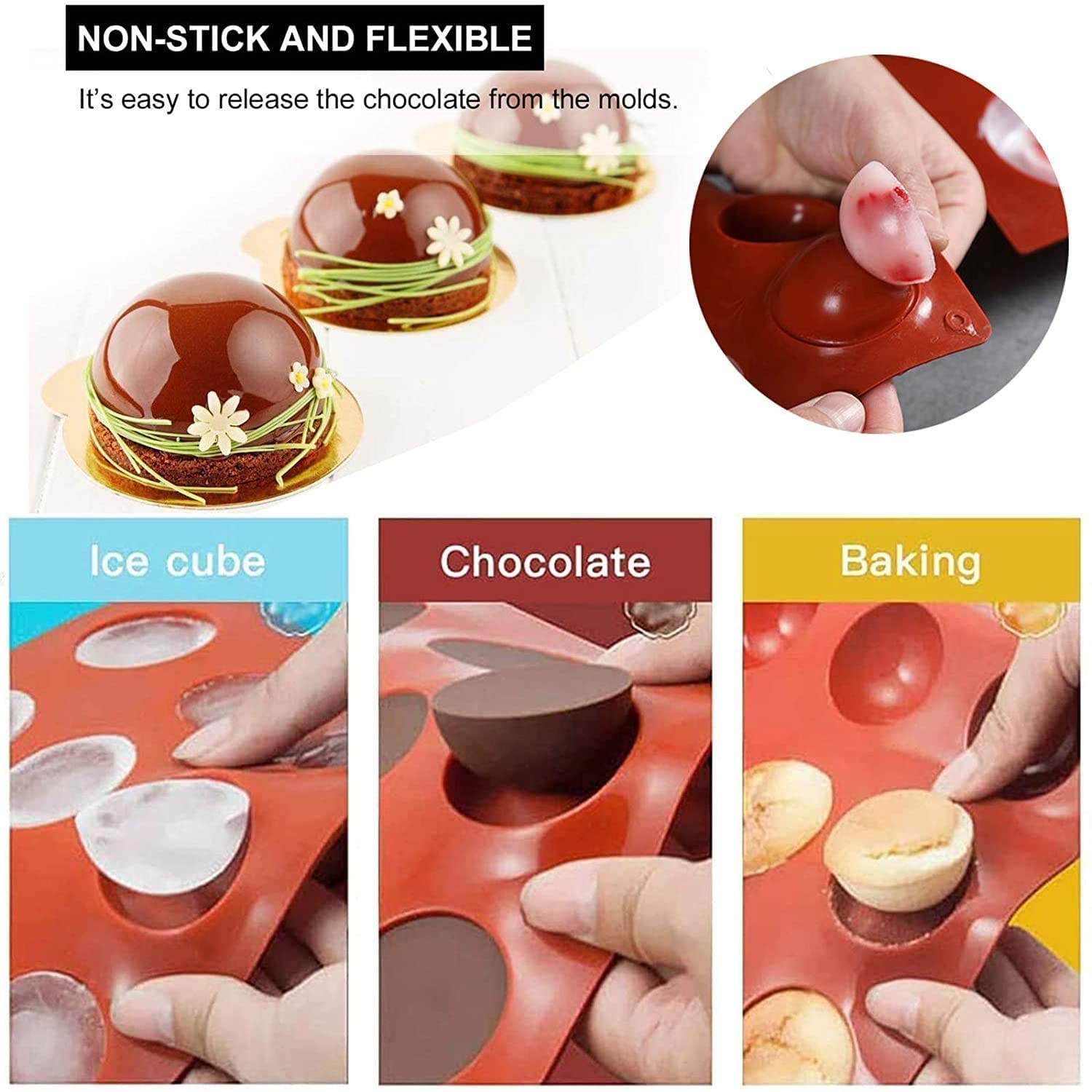 Premium Silicone Hot Chocolate Bomb Mold Set - 3 Large 2.5