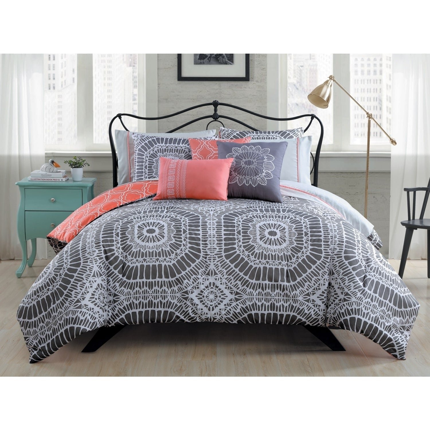 Geneva Home Fashion 10-Piece Petra Comforter Set - Queen Size Navy Blue Bedding Set for Cozy Bedroom Decor & Guest Room Upgrade