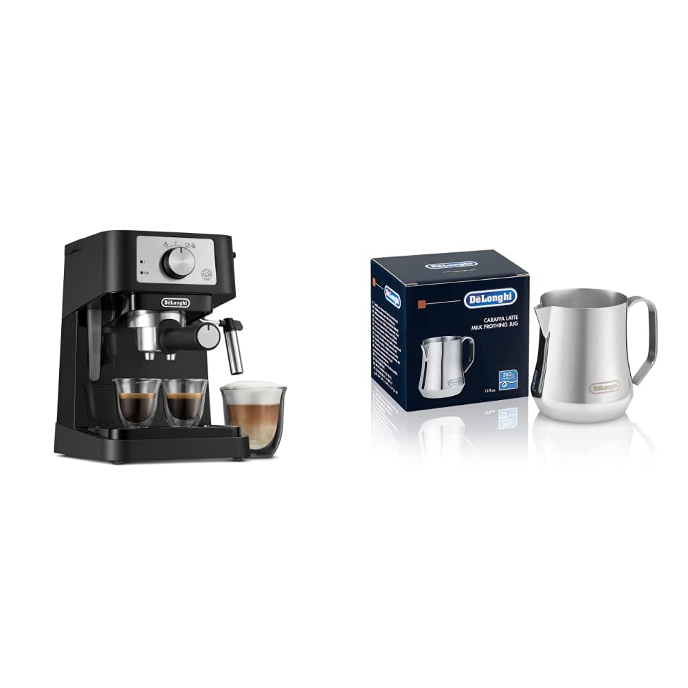 DeLonghi Stainless Steel Milk Frother Pitcher for Stilosa Manual Espresso Machine - Perfect for Lattes, Cappuccinos & Hot Chocolate at Home