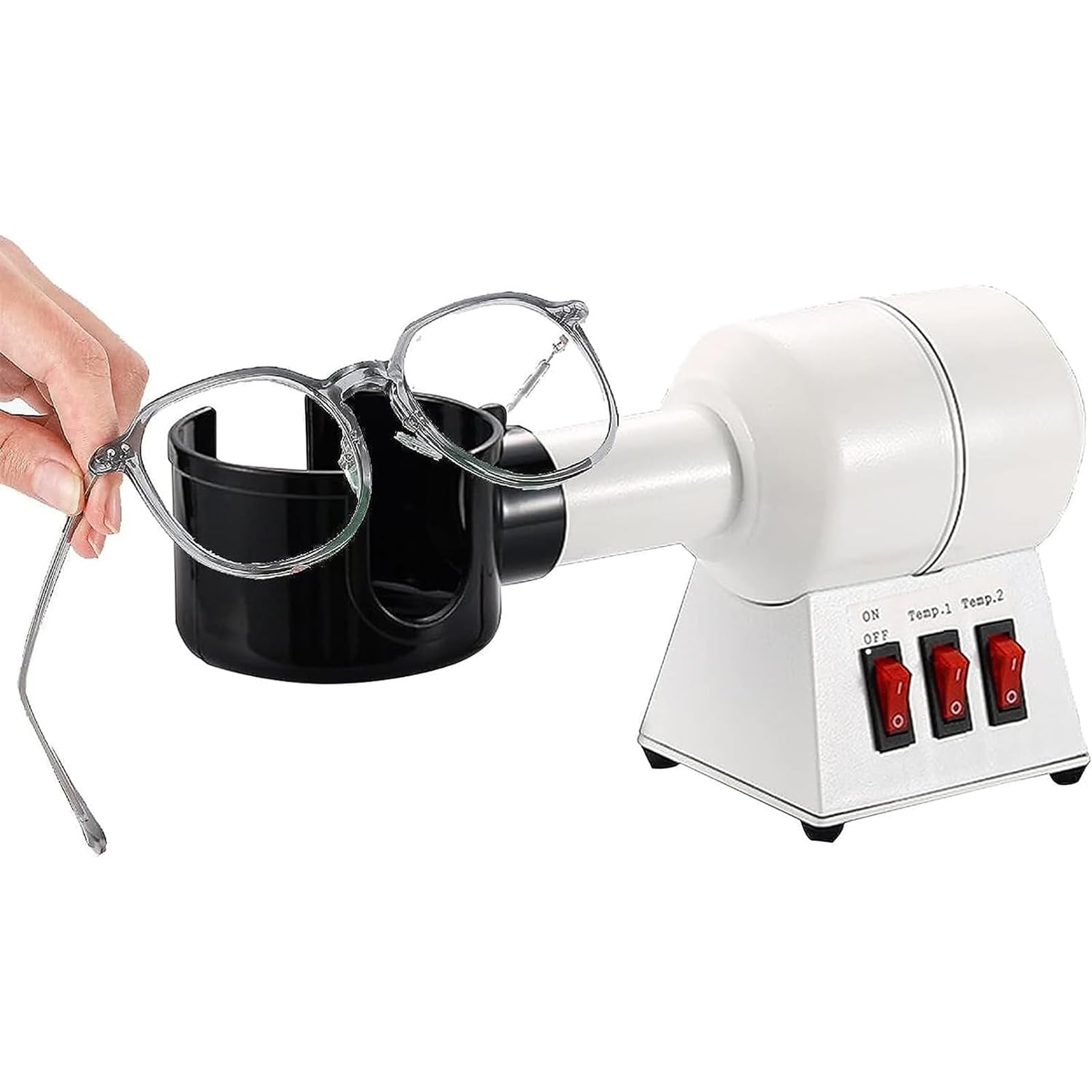 McbeAn Eyeglass Frame Warmer, Optical Lens Frame Heater with Drying Stand Base, 2-Speed Temperature Adjustment, Even Heating - Perfect for Eyeglass Repair & Adjustment at Home or Optical Shops
