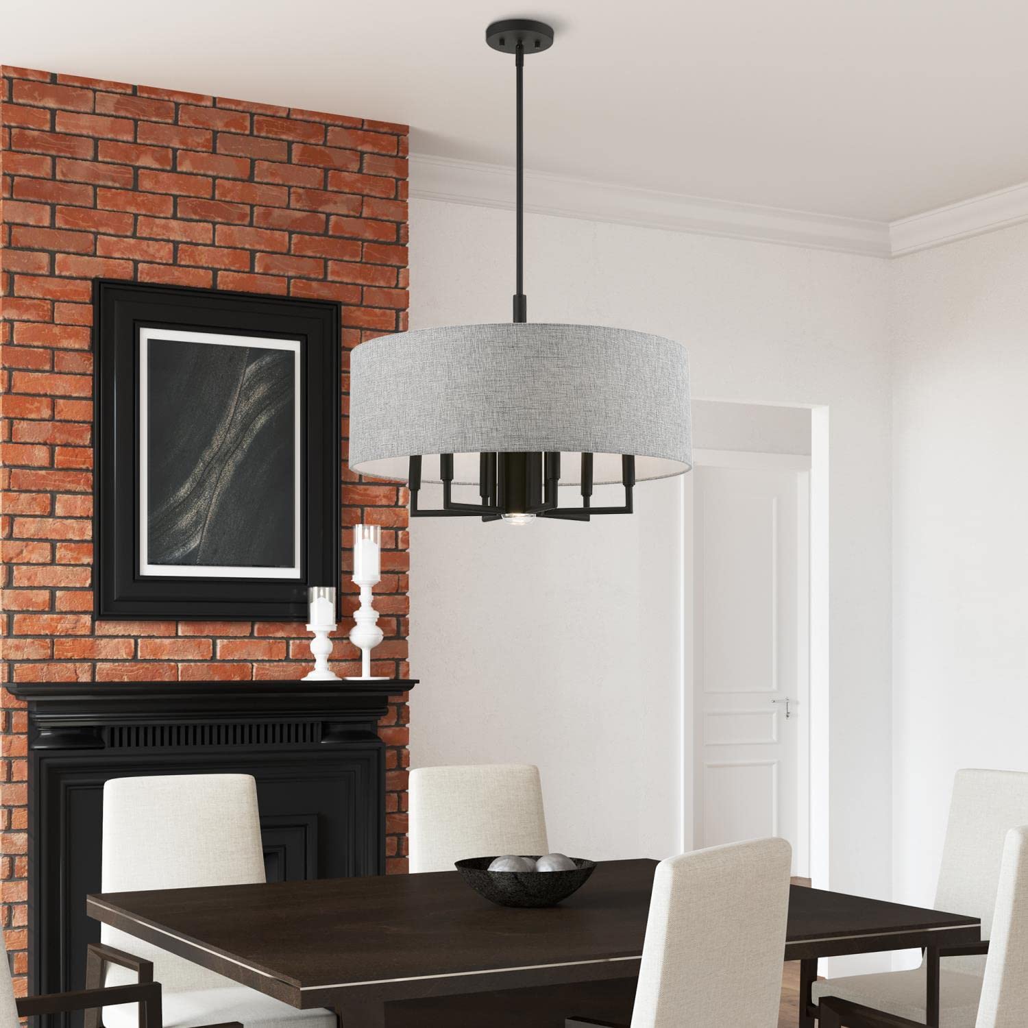 Livex Lighting 46736-04 Dakota Black Pendant Chandelier - Modern Ceiling Light Fixture for Dining Room, Kitchen Island or Bedroom