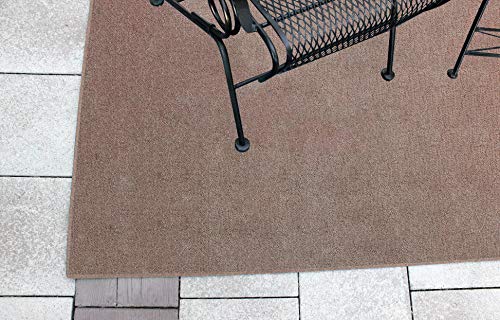 Premium 7' Round Sage Brush Indoor/Outdoor Area Rug - Soft Nylon Fabric with Finished Edges in Beige - Perfect for Living Room, Bedroom, Patio & Deck Decor