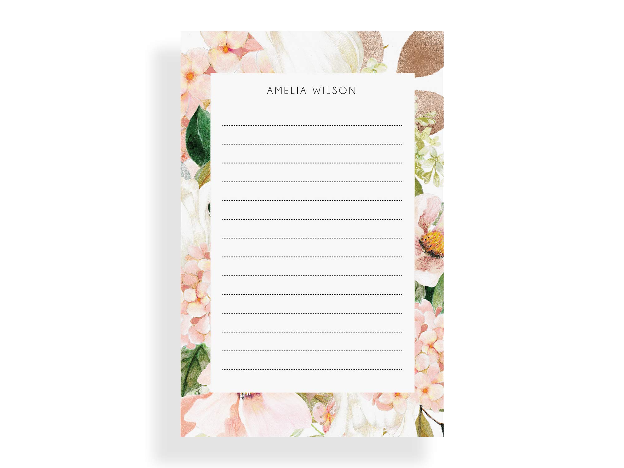 Personalized Pink Floral Stationery Notepads - Lined or Unlined, 3 Sizes (Small, Medium, Large) for Office, School & Home Use - Perfect for Notes, Letters & Gift Giving