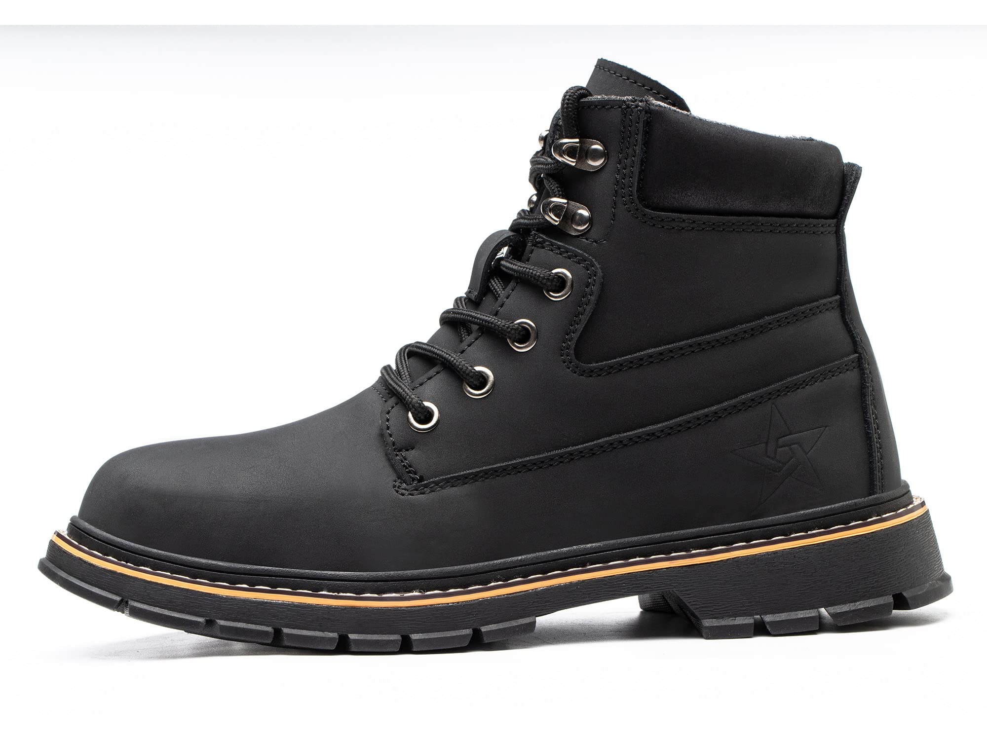 **Men's Waterproof Steel Toe Work Boots - Anti-Slip Safety Shoes for Construction & Outdoor Use - Durable Non-Slip Ankle Boots for Heavy Duty Work & Hiking**