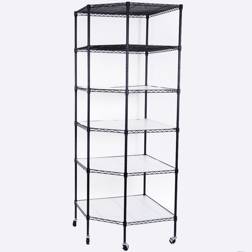GT4-LY Heavy Duty 6-Layer Plastic Coated Hexagonal Corner Shelf with 2