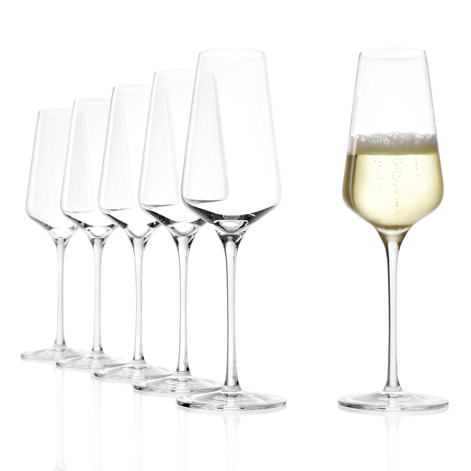 Premium Stölzle Lausitz 6-Piece Champagne Flute Set (STARlight Collection) - 9.75oz Crystal Clear Dishwasher-Safe Glasses for Mimosas & Sparkling Wine - Shatter-Resistant Elegant Glassware for Weddings, Parties & Special Occasions