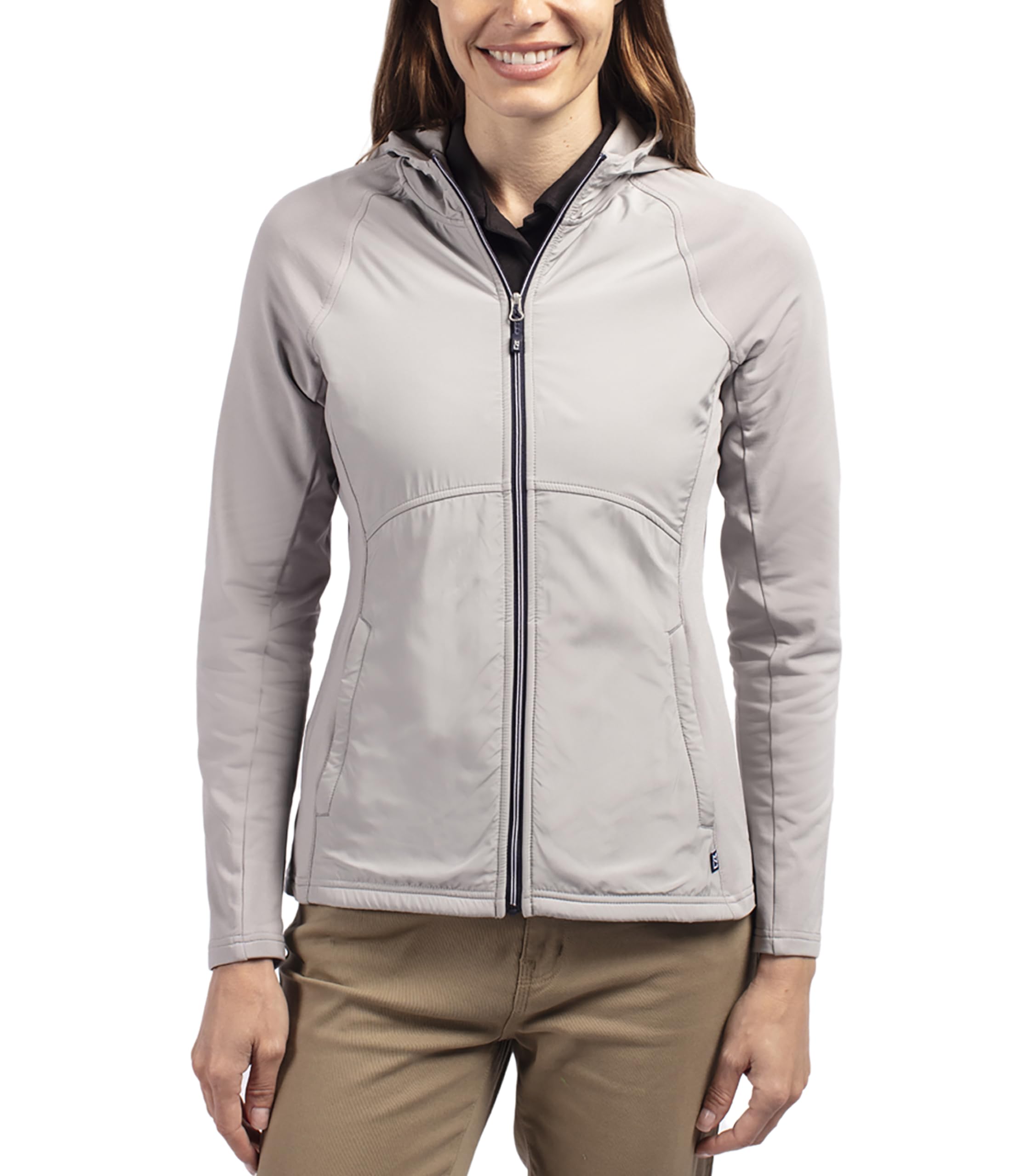 Cutter & Buck Women's Adapt Hybrid Full Zip Hoodie - Lightweight, Water-Resistant Jacket for Outdoor Activities & Casual Wear