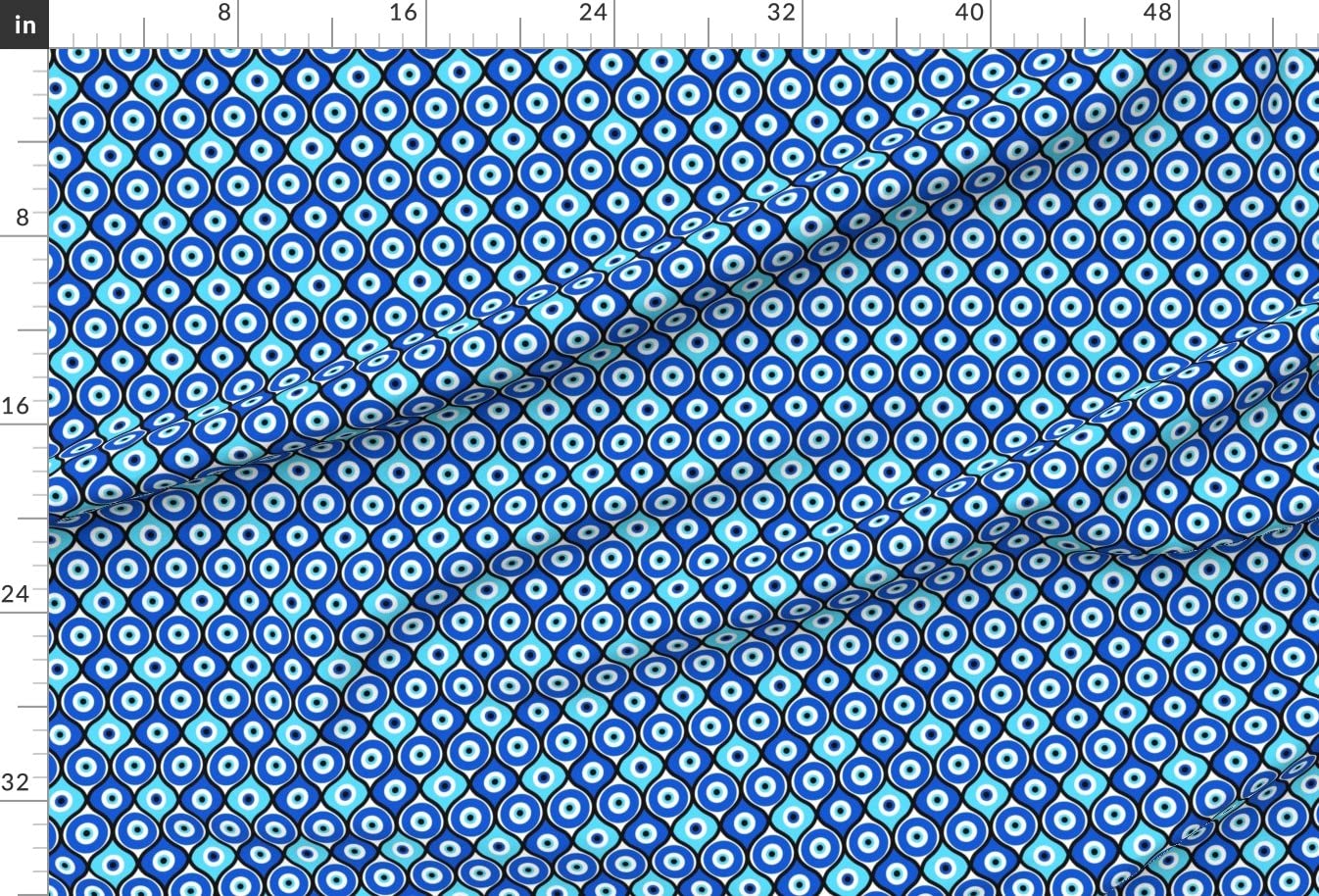 Evil Eye Magic Geometric Printed Satin Fabric by The Yard - Premium Sewing Material for Apparel, Lining, Fashion, Blankets & Home Decor - Perfect for DIY Projects, Quilting, and Upholstery