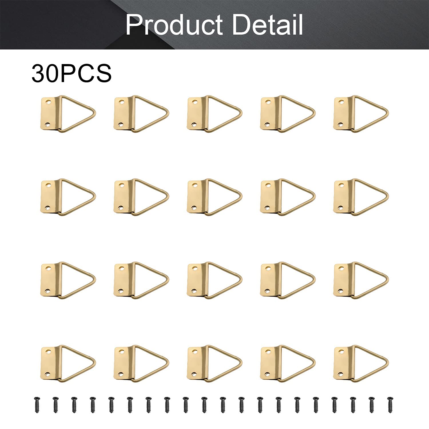 Gold Tone Picture Frame Buckles 30PCS Kit for Home Photo Hanging & Decor