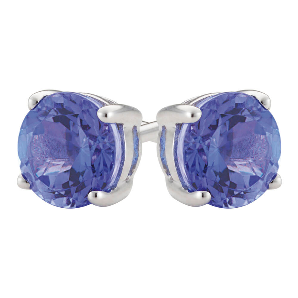 9ct White Gold Tanzanite 5mm Stud Earrings for Women - Elegant Tanzanite Jewelry for Everyday Wear & Special Occasions