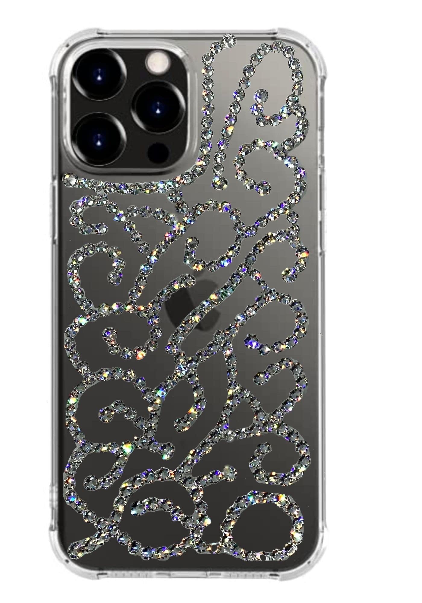 Sparkling Filigree Phone Case with Genuine Austrian Crystals - Clear & AB Options for iPhone & Samsung | Elegant Protection for Parties, Weddings & Special Occasions