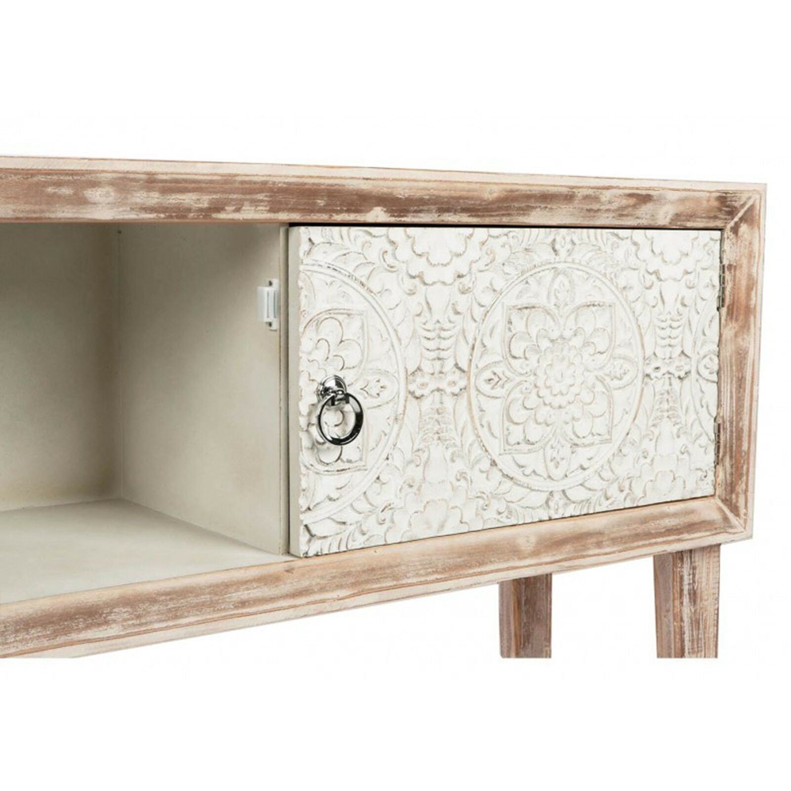 Hand Carved Solid Wood Hall Side Table - Rustic Entryway Console Table for Living Room, Bedroom & Foyer Decor - Perfect for Keys, Lamps & Home Organization
