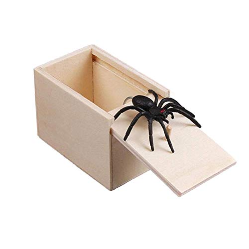 Funny Wooden Prank Spider Box - Hilarious Trick Toy for Pranks & Gags - Scary Surprise Gift for Friends & Family - Perfect for April Fools, Halloween & Office Pranks